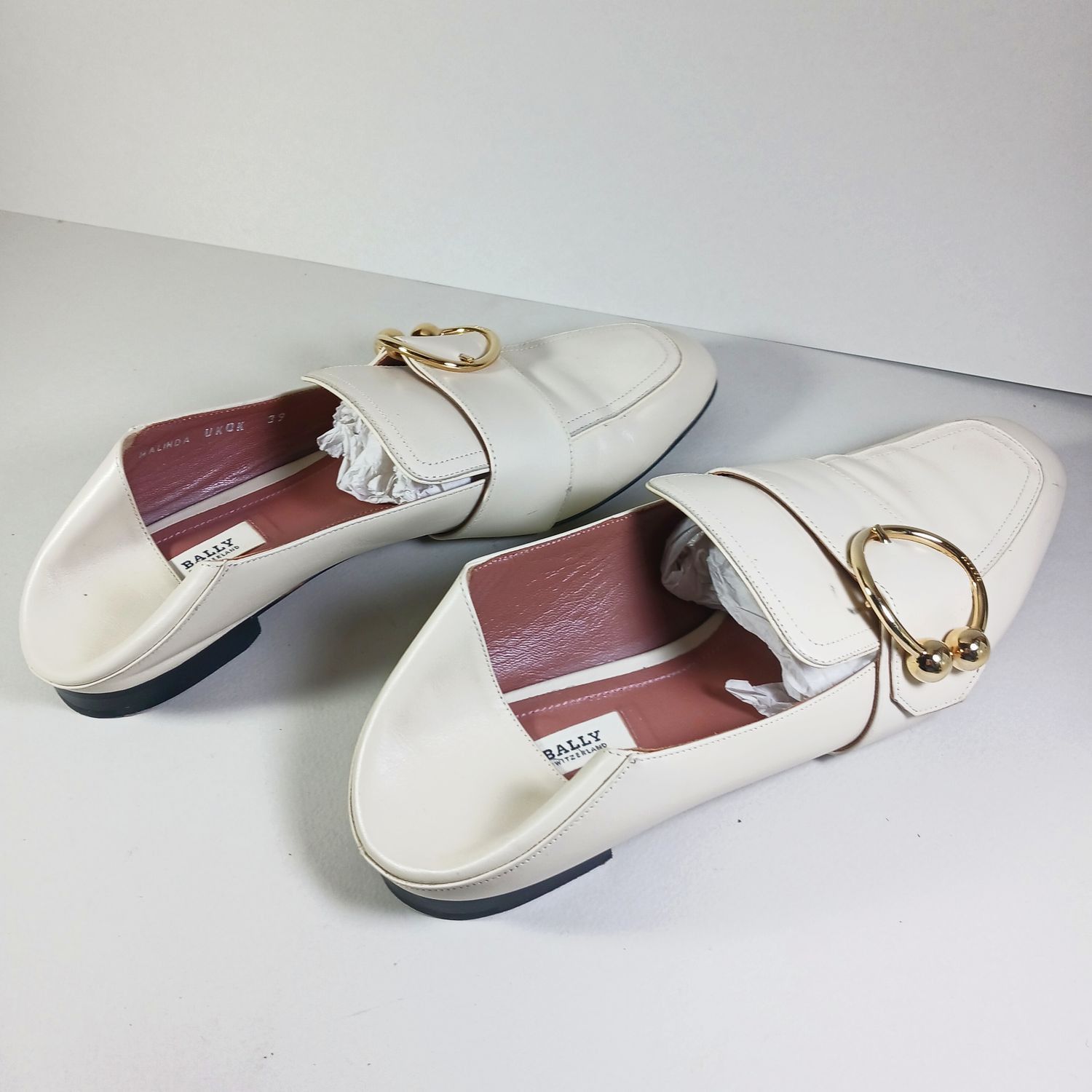Bally Bally Malinda Ivory White Leather Buckle Slipper Loafers 39 Size US 8 / IT 38 - 9 Thumbnail