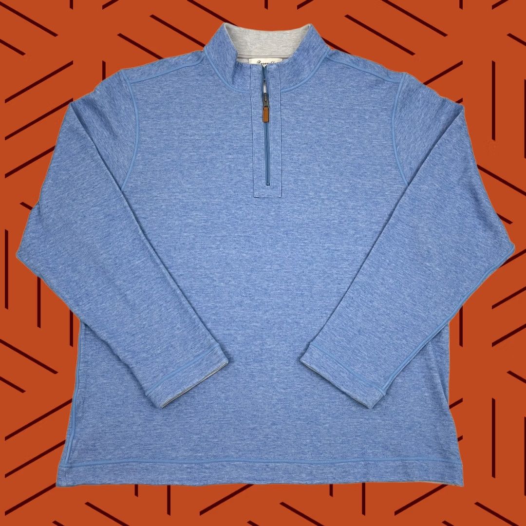 CO VINTAGE Collars & Co Reversible Sweater Mens XL Blue Gray Quarter Zip Pullover Casual Size US XL / EU 56 / 4 - 1 Thumbnail