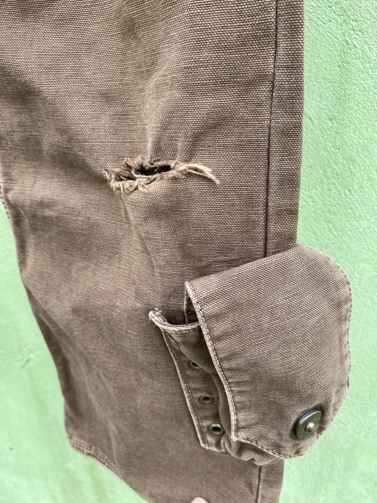 Le Grande Bleu (L.G.B.) L.G.B. Brown Canvas Pants Utility Cargo Pocket & Distress Size US 31 - 7 Thumbnail