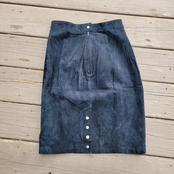 Vintage Vintage 90s y2k Bratz Black Suede Leather High Waisted Midi Size 25" / US 0 / IT 36 - 4 Thumbnail