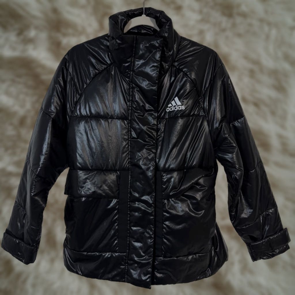 Adidas Womens adidas Glam On Winter Jacket Black Shiny Size S Cinch Back Jacket Womens Black Cinch Back 90s Theme Part of the original title? Size S / US 4 / IT 40 - 1 Thumbnail