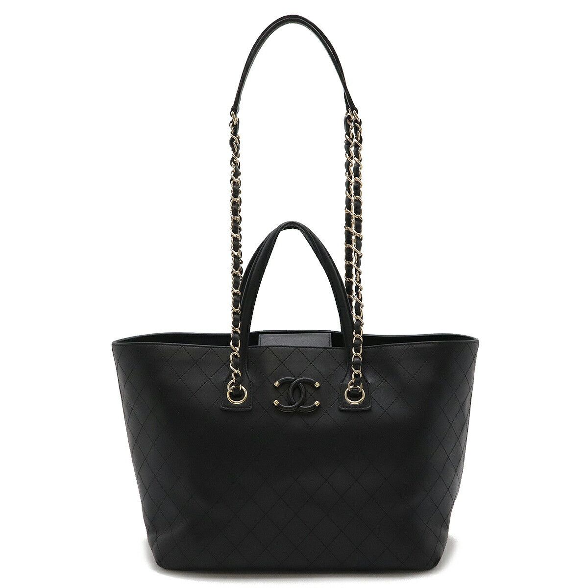 Chanel Chanel Matelasse Coco Mark Leather 2Way Bag Leather Shoulder Bag As0535 in Black, Women's