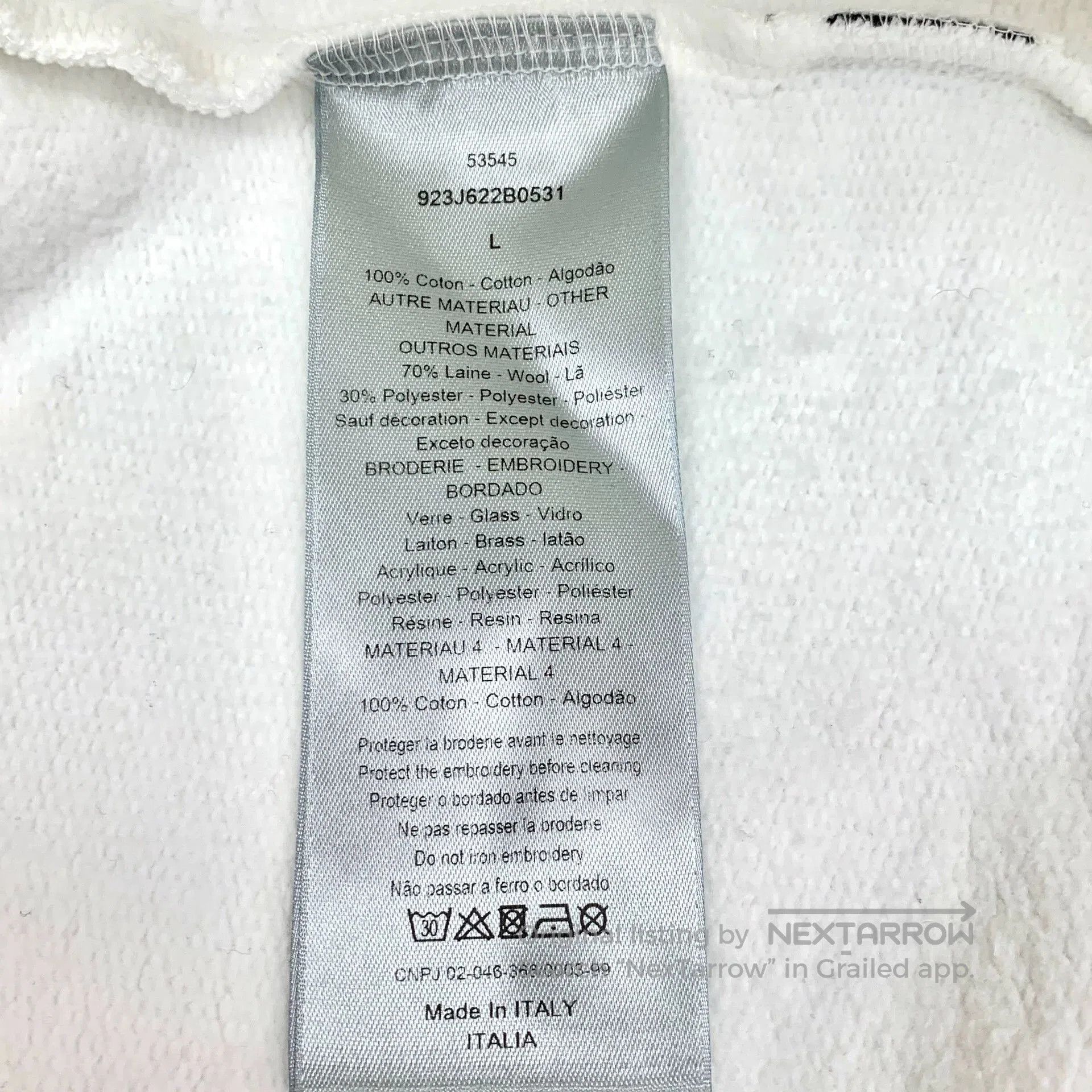 Dior white bee embellished long sleeve sweatshirt. Size US L / EU 52-54 / 3 - 7 Thumbnail