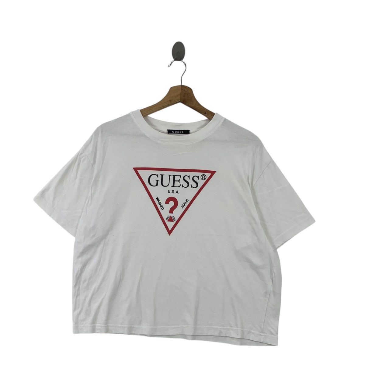 Guess GUESS USA COLLECTION Stock Logo Cropped Top Tee Shirt Size XXS / US 00 / IT 34 - 1 Thumbnail