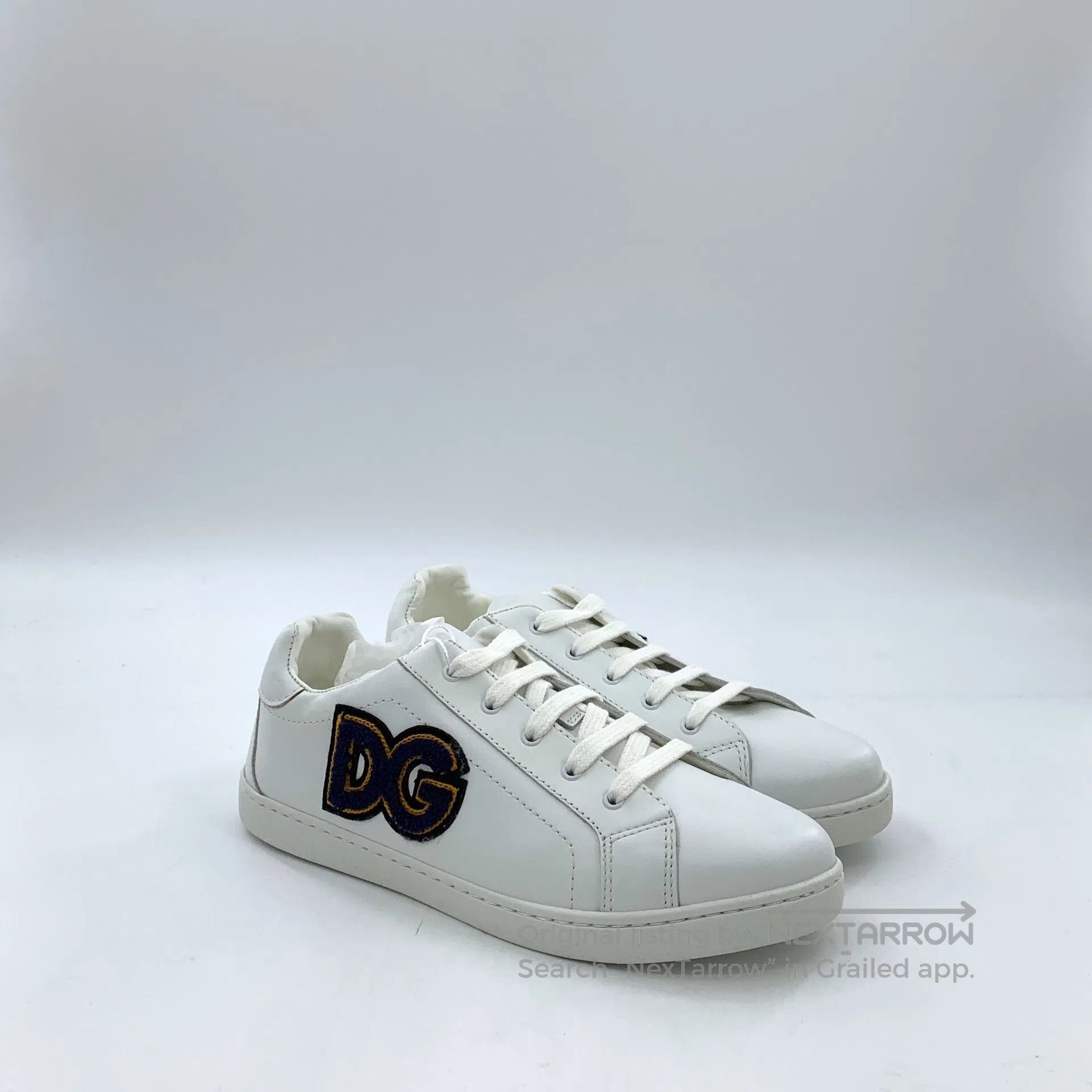 Dolce & Gabbana Dolce Gabbana White Logo Letter Flock Lace-Up Casual Flat Size US 5.5 / IT 35.5 - 2 Thumbnail