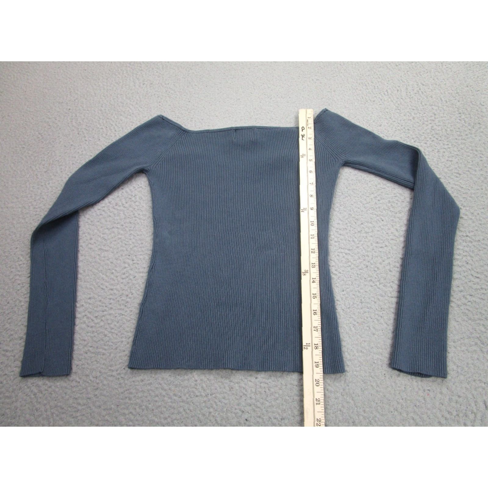 H&M H&M Shirt Womens M Blue Thermal Ribbed fitted Long Sleeve V-Neck Slim Casual Basics Regular Size M / US 6-8 / IT 42-44 - 6 Thumbnail