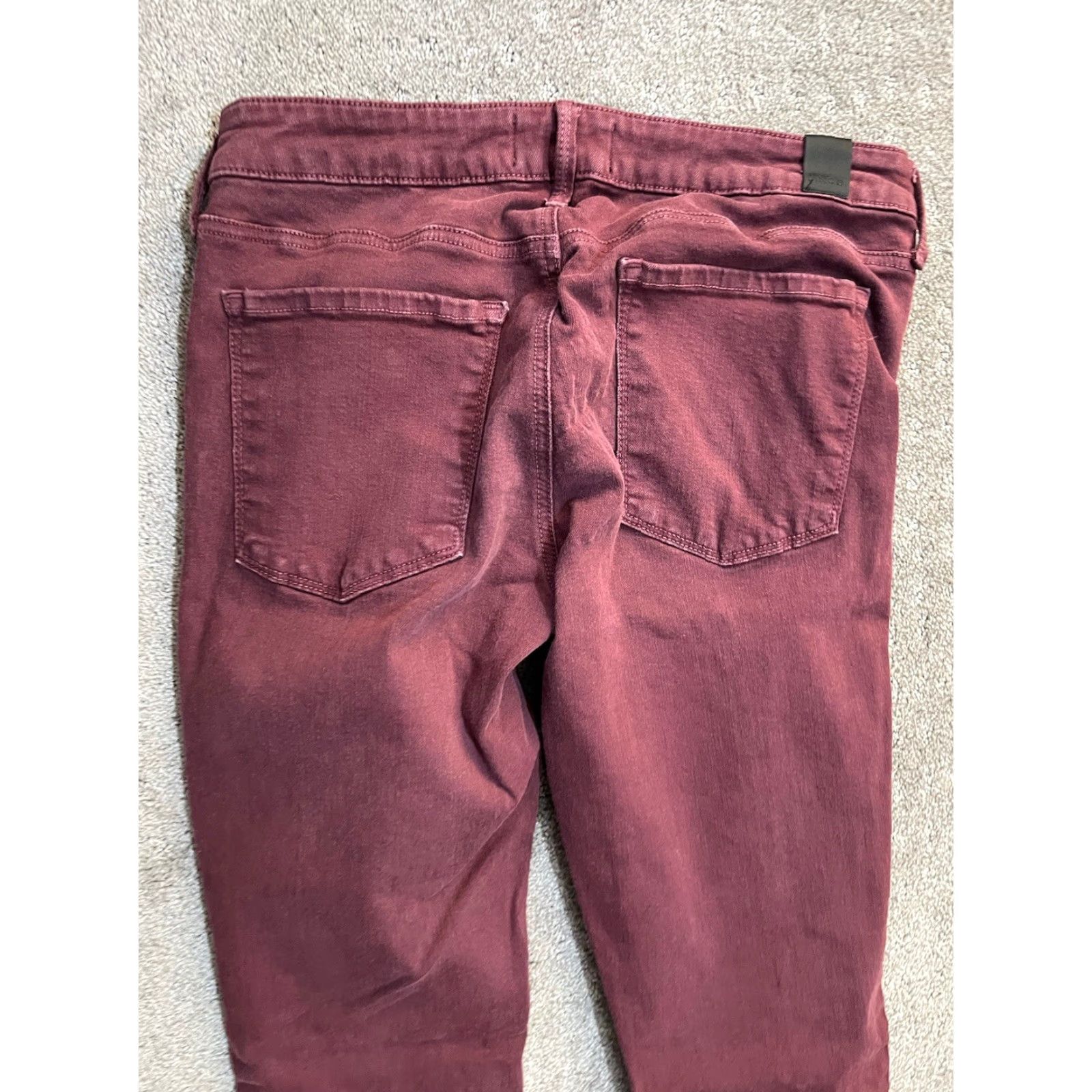 Vince Vince Jeans Skinny Womens Burgundy Wine 28 Inseam 30 Regular Stretch 5-Pocket Denim Modern Western Daylight Vintage No Size 28" / US 6 / IT 42 - 4 Thumbnail