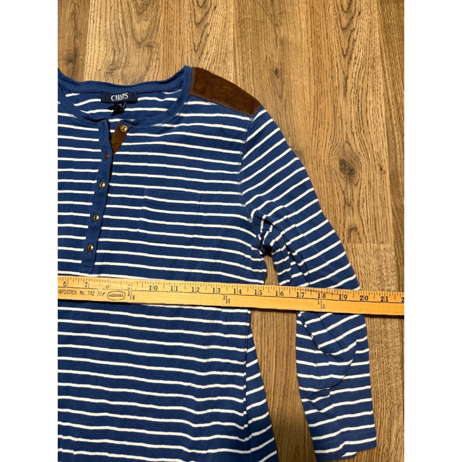 Chaps VINTAGE CHAPS Shirt Women’s Large White Blue Brown Striped Long Sleeve 3/4 Button Size L / US 10 / IT 46 - 6 Thumbnail