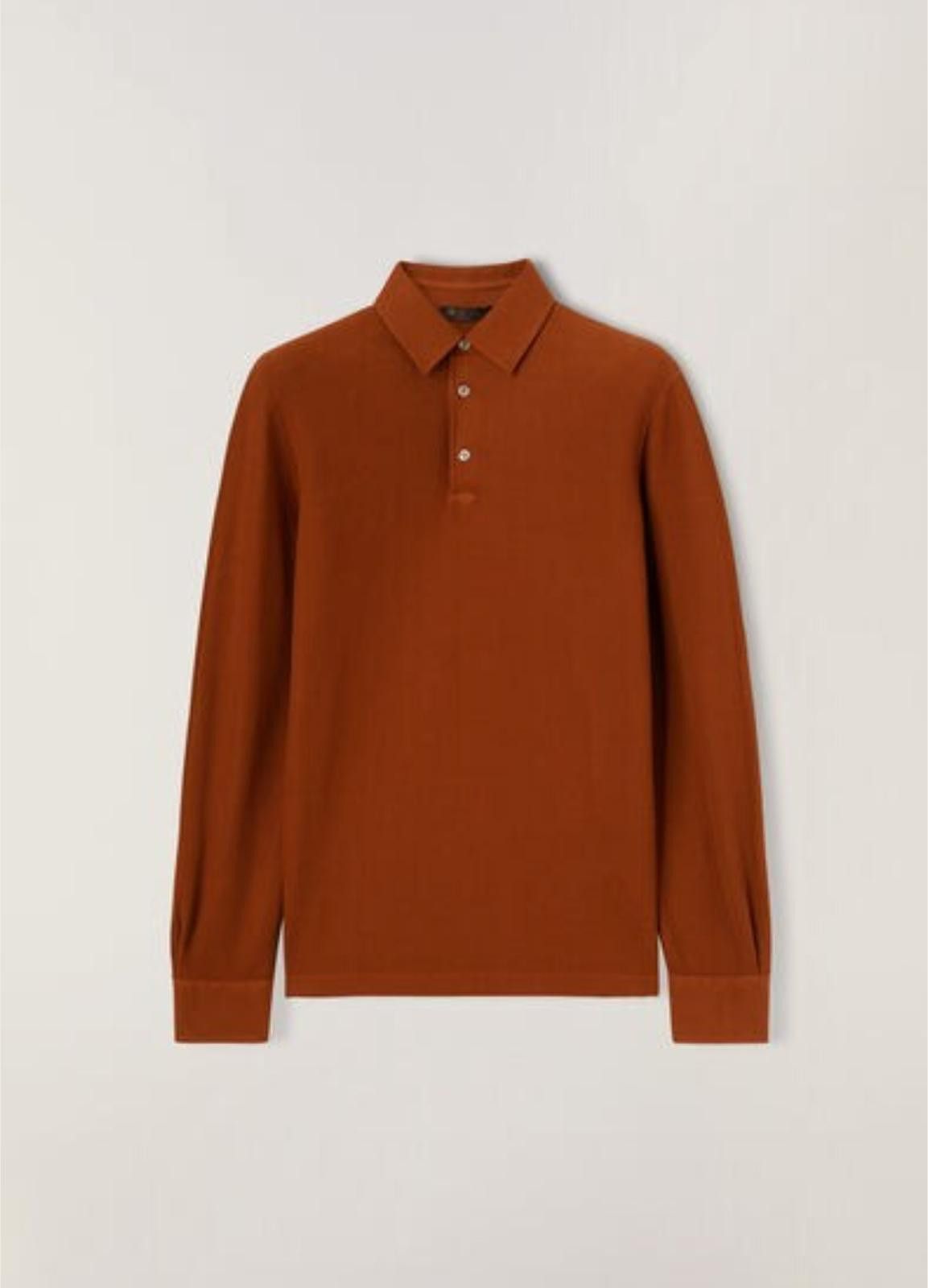 Loro Piana o1loc1c1224 Long-Sleeved Polo Shirt in Brown Size US S / EU 44-46 / 1 - 1 Thumbnail