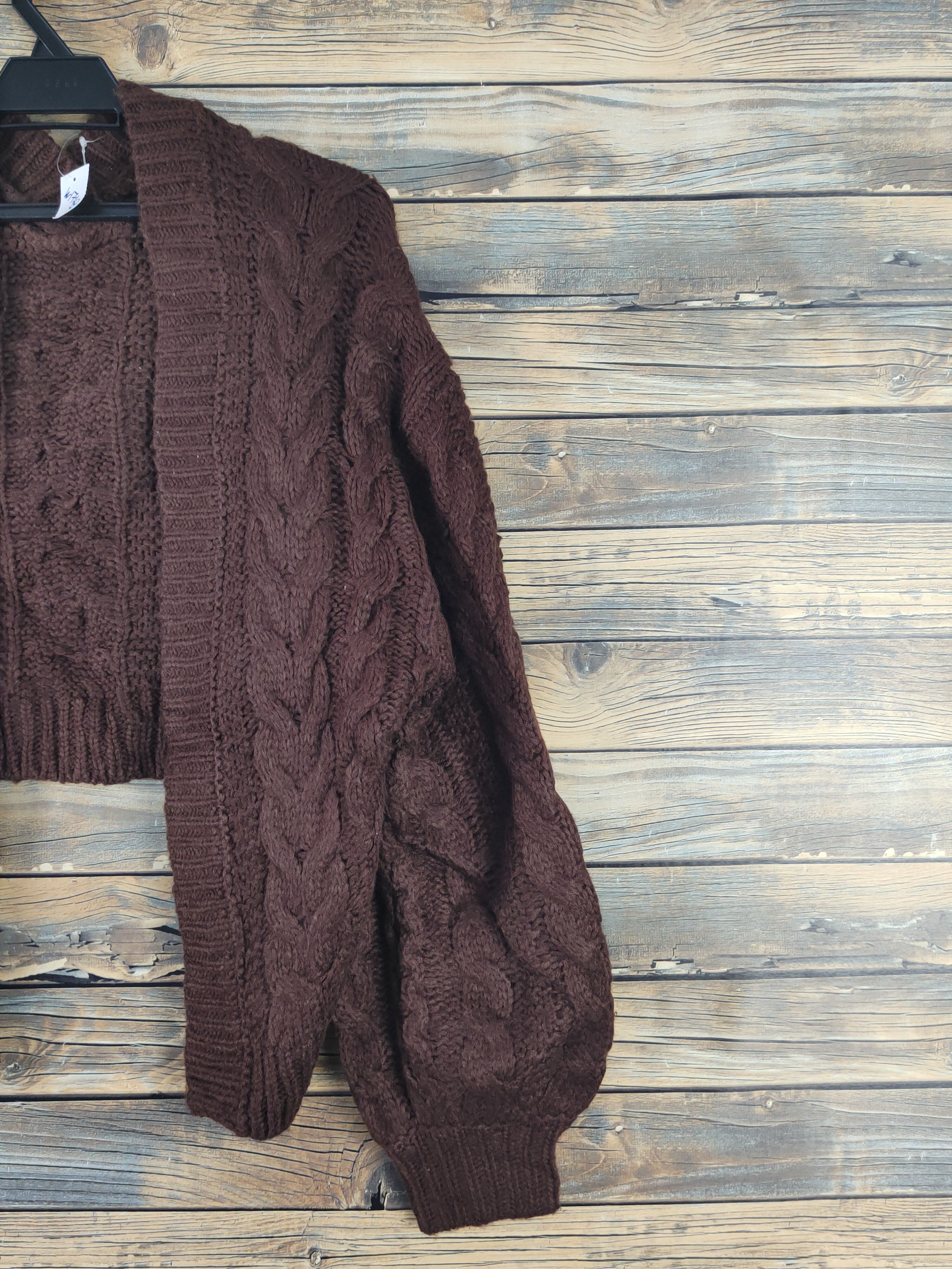 Aran Isles Knitwear Earth Music&Ecology Brown Knitwear Crop Tops Cardigan #W1743 Size L / US 10 / IT 46 - 5 Thumbnail