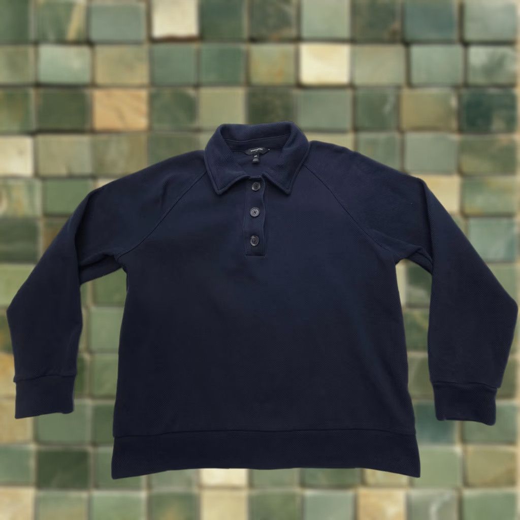Banana Republic VINTAGE Banana Republic Polo Sweatshirt Womens XS Preppy Navy Oversized Size XS / US 0-2 / IT 36-38 - 1 Thumbnail
