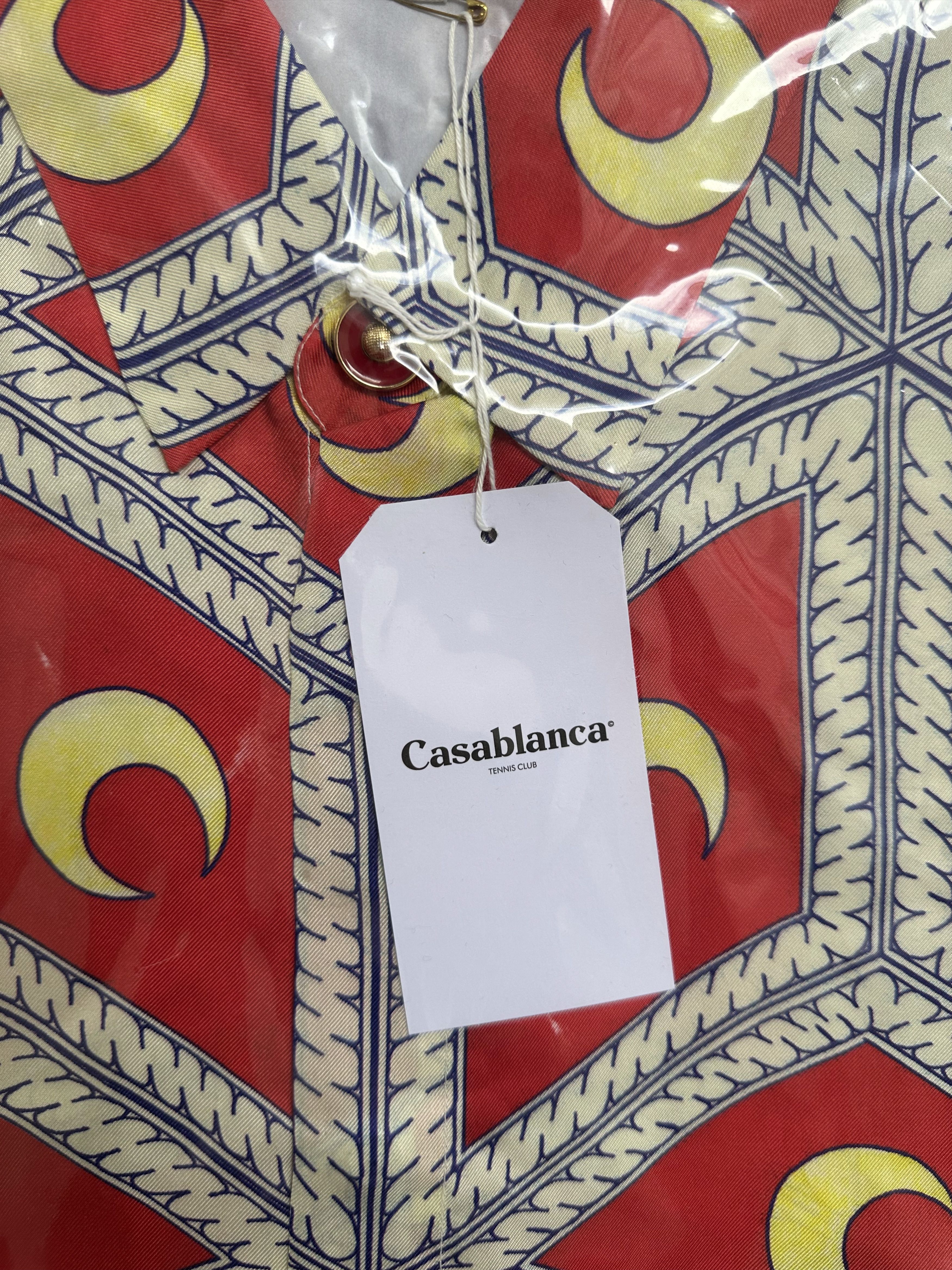Casablanca Debut Runway (2019 Archive) Midnight Tiles Silk Shirt Size US L / EU 52-54 / 3 - 6 Thumbnail