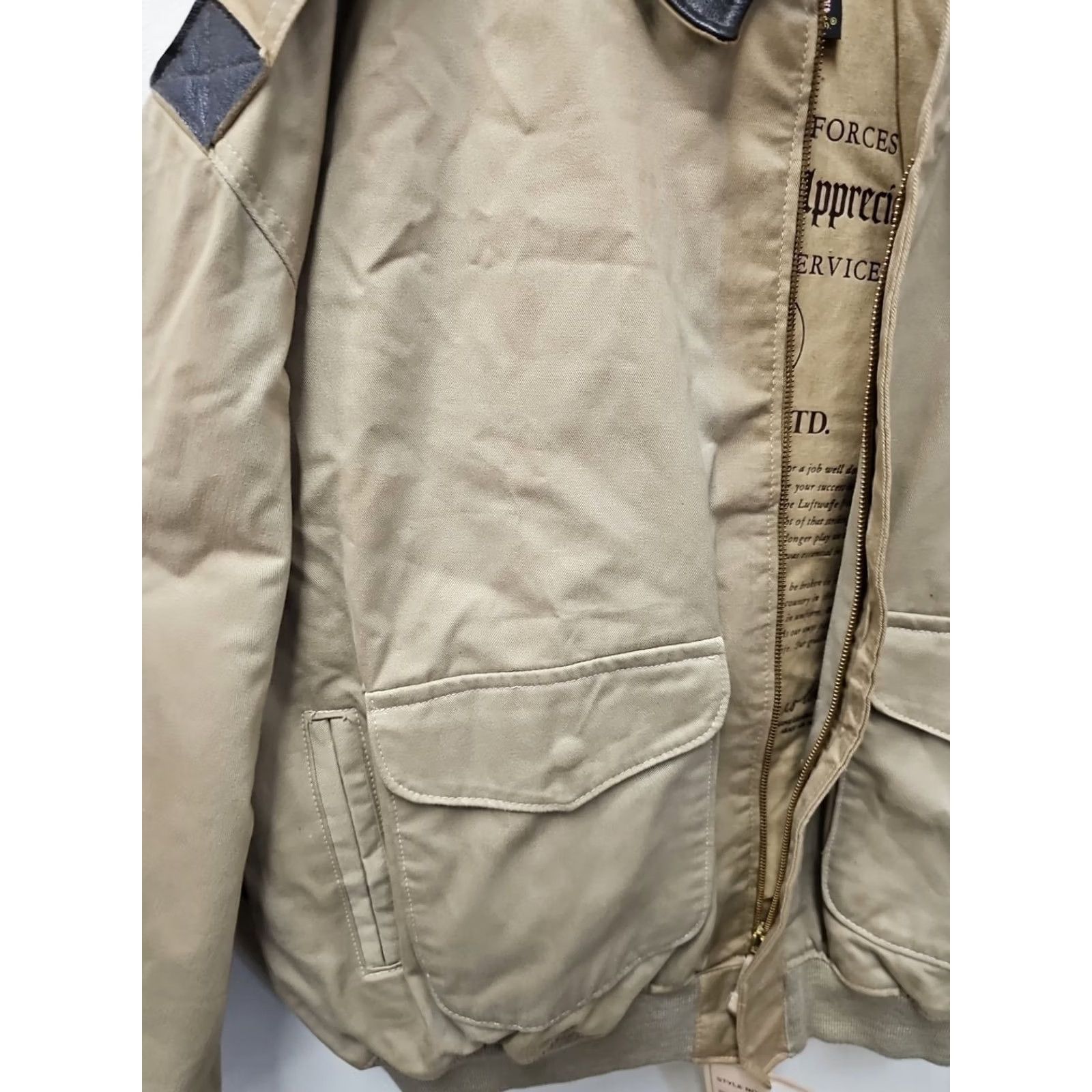 Avirex VINTAGE Avirex LTD A-2 1987 Bomber Jacket Collared Mens XL Beige Navy 1980s 8/21ss Size US XL / EU 56 / 4 - 6 Thumbnail