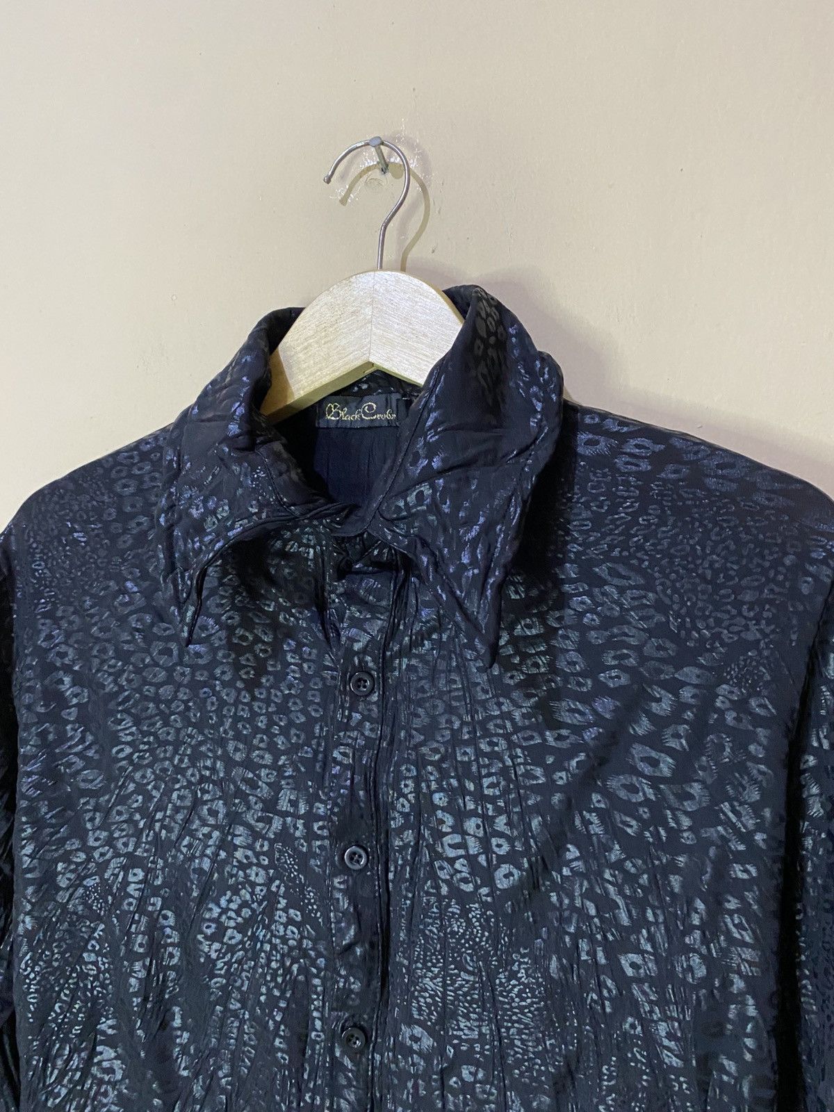 If Six Was Nine Rare 2000s Black Crobon Snakeskin Silk Button Shirt Size L / US 10 / IT 46 - 3 Thumbnail
