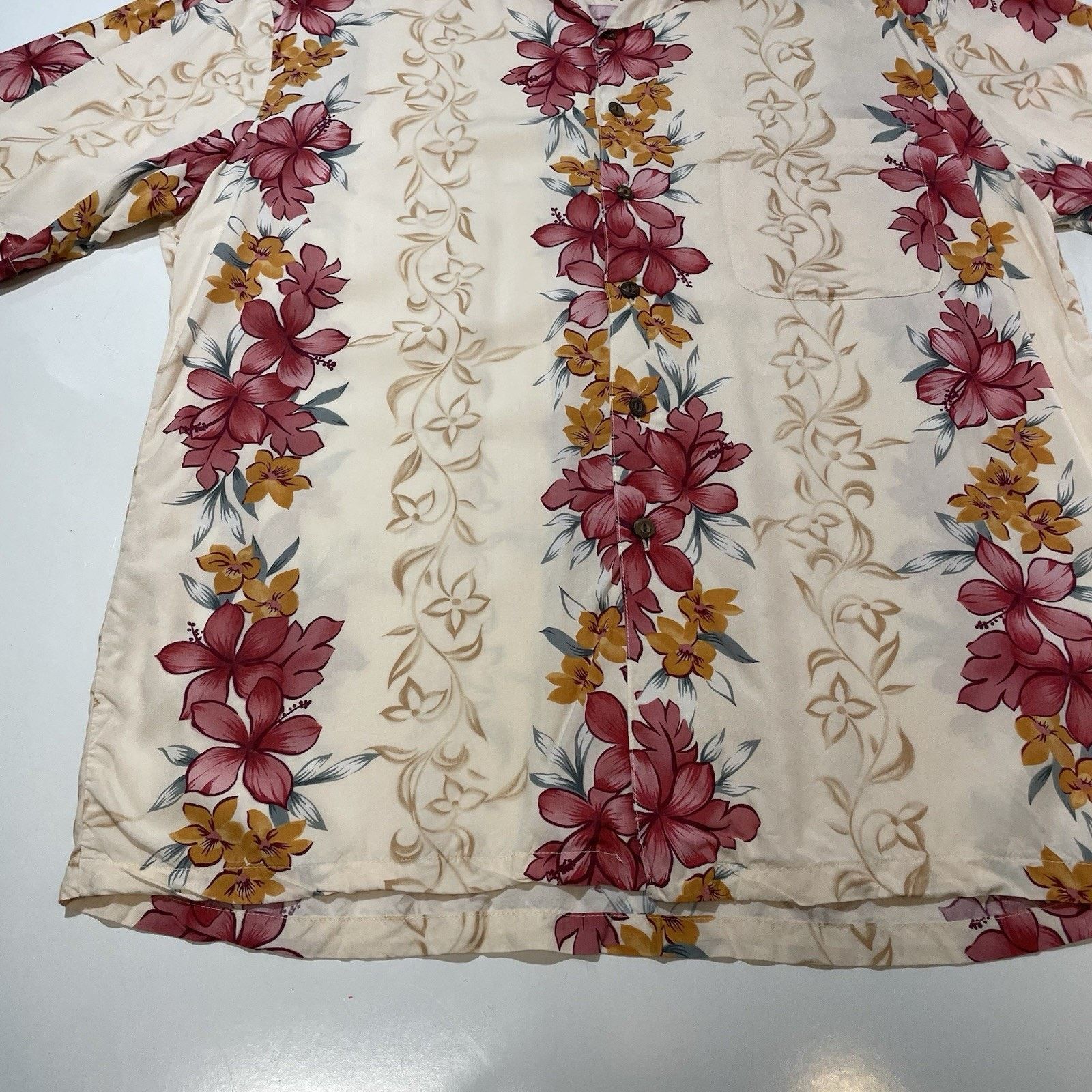IOLANI VTG Iolani Men’s Floral Hibiscus Beige Hawaiian Shirt Large Size US L / EU 52-54 / 3 - 2 Thumbnail