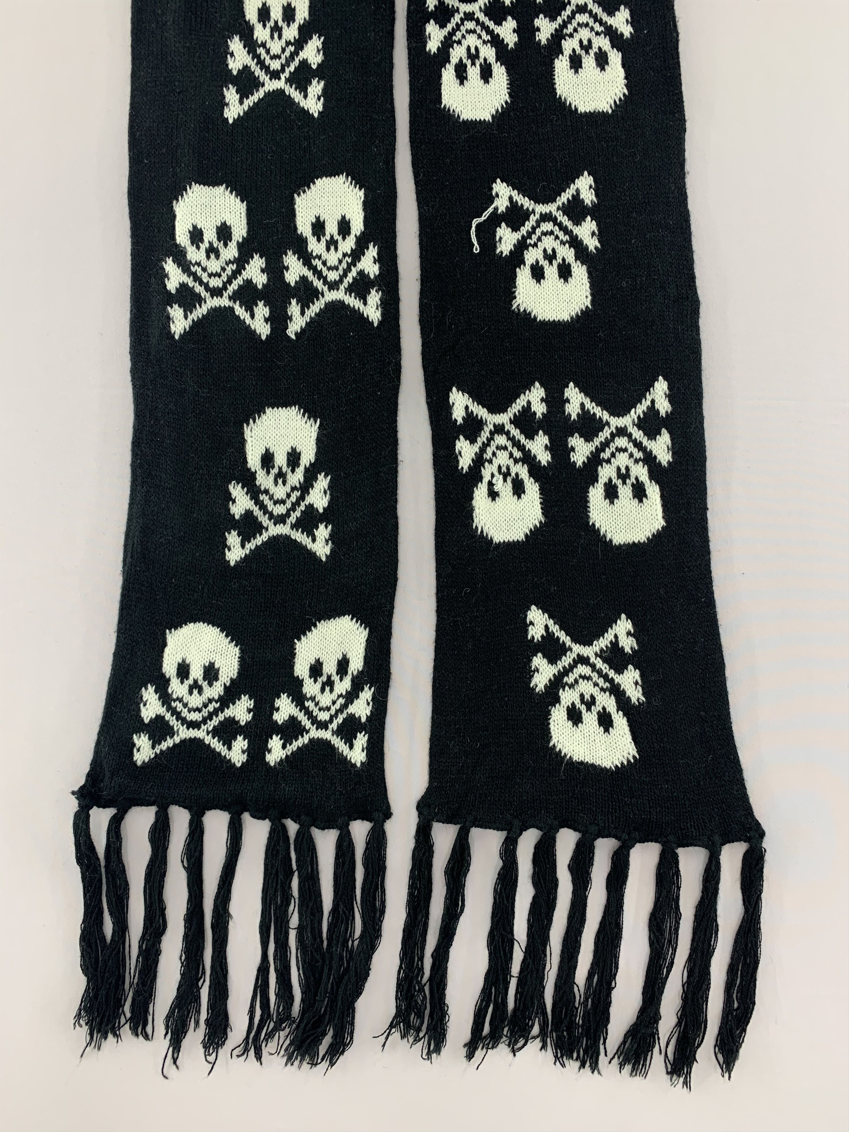 Vintage Skull Scarf Wool Muffler Neck Wrap BL5139 Size ONE SIZE - 3 Thumbnail