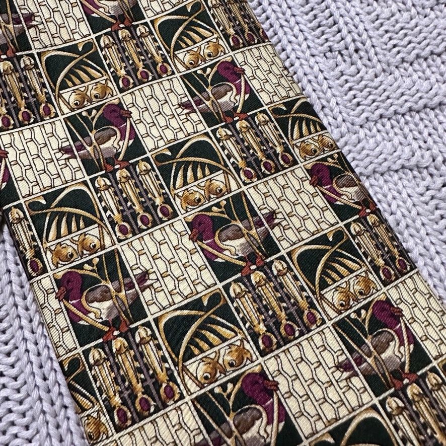 Kieselstein-Cord Kieselstein-Cord gold duck print silk tie Size ONE SIZE - 2 Thumbnail
