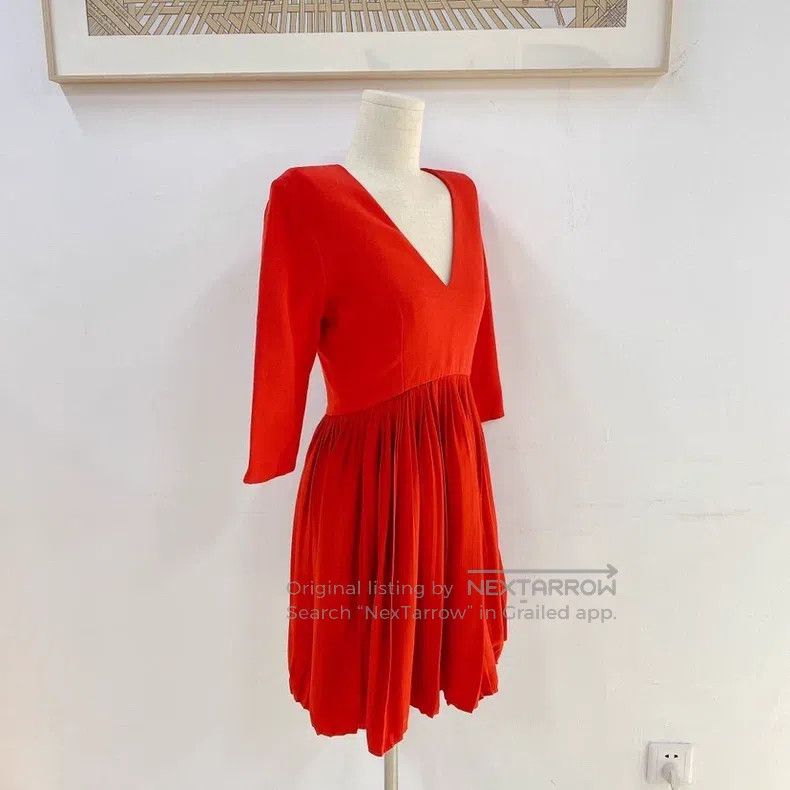 Dior Dior Red v-neck dress Size XS / US 0-2 / IT 36-38 - 4 Thumbnail