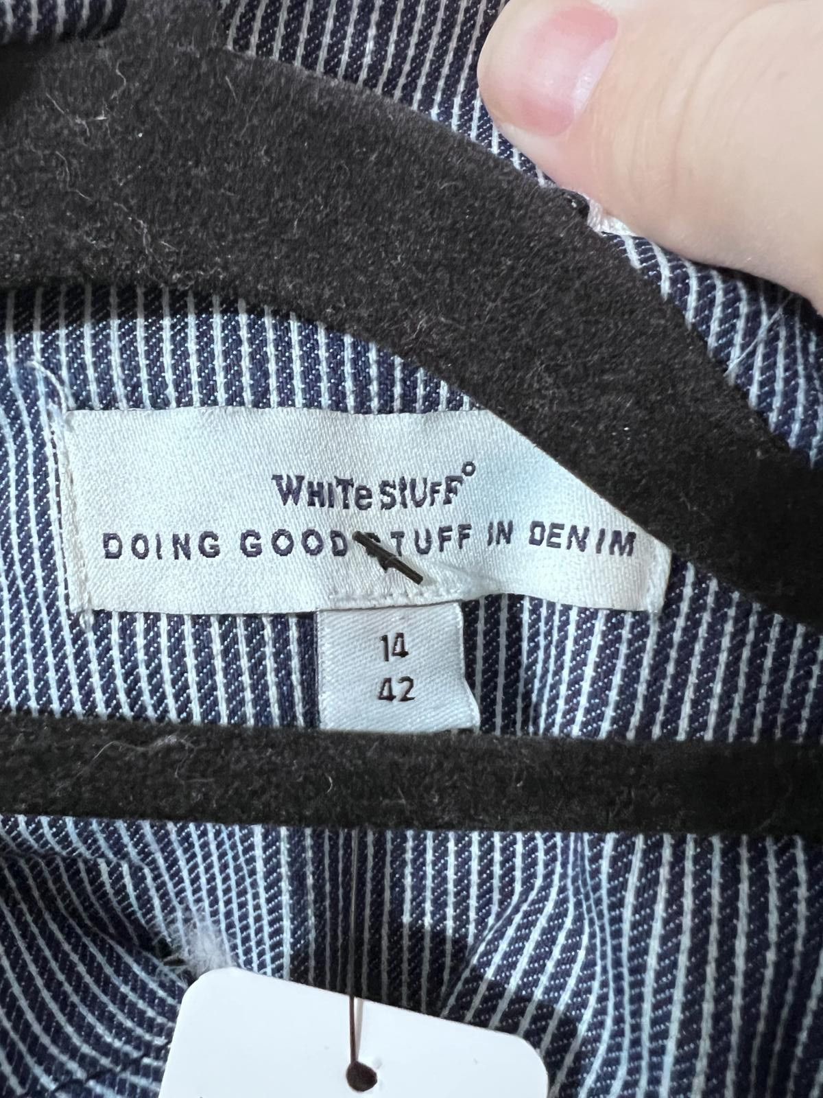 Other White Stuff Blue Pinstripe Denim Jacket UK 14 / EU 42 Size L / US 10 / IT 46 - 3 Thumbnail