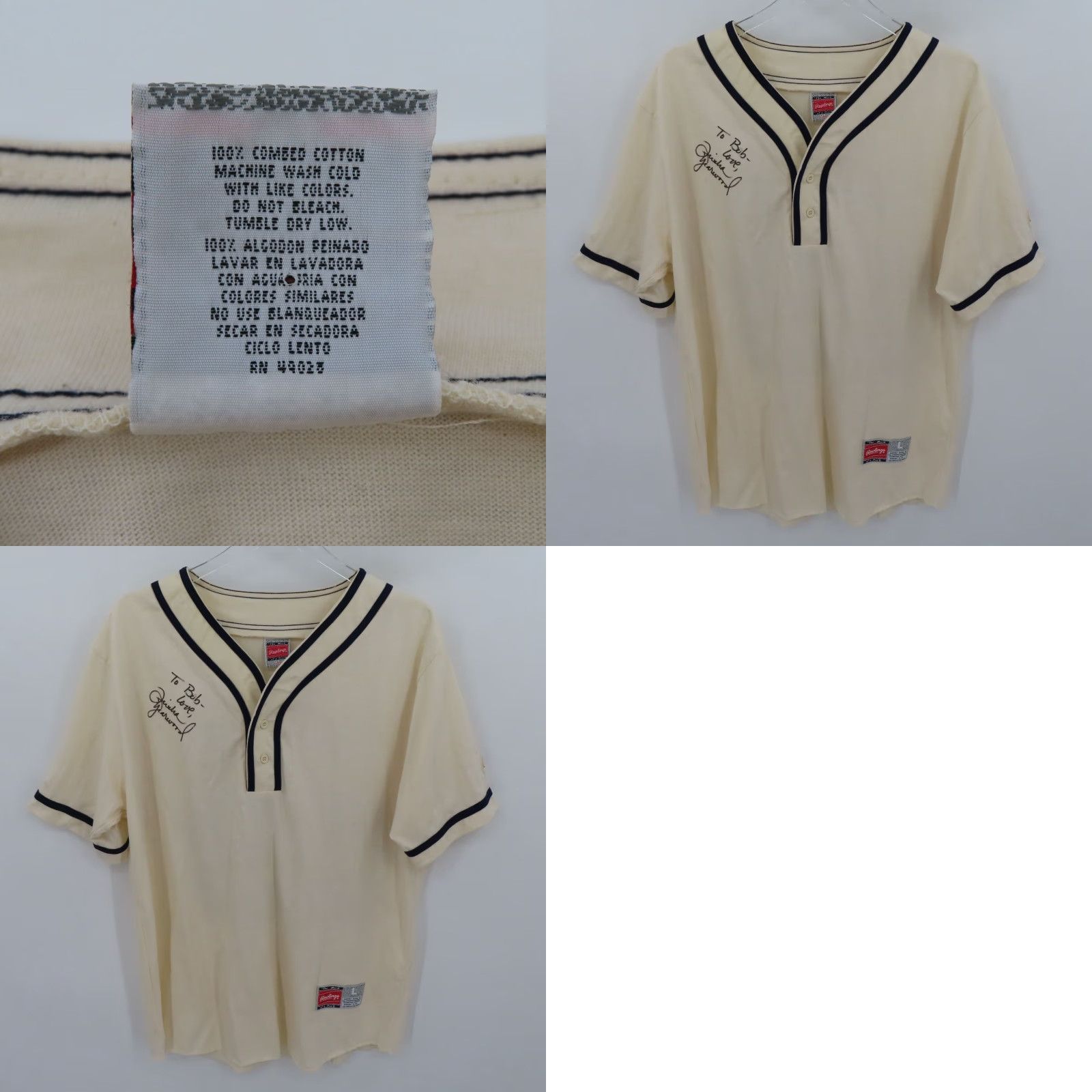 Vintage VTG Rawlings Trisha Yearwood Signed Baseball Jersey Tour Shirt Adult L Beige Short Sleeve Button-Up Mens 1990s Size US L / EU 52-54 / 3 - 9 Thumbnail