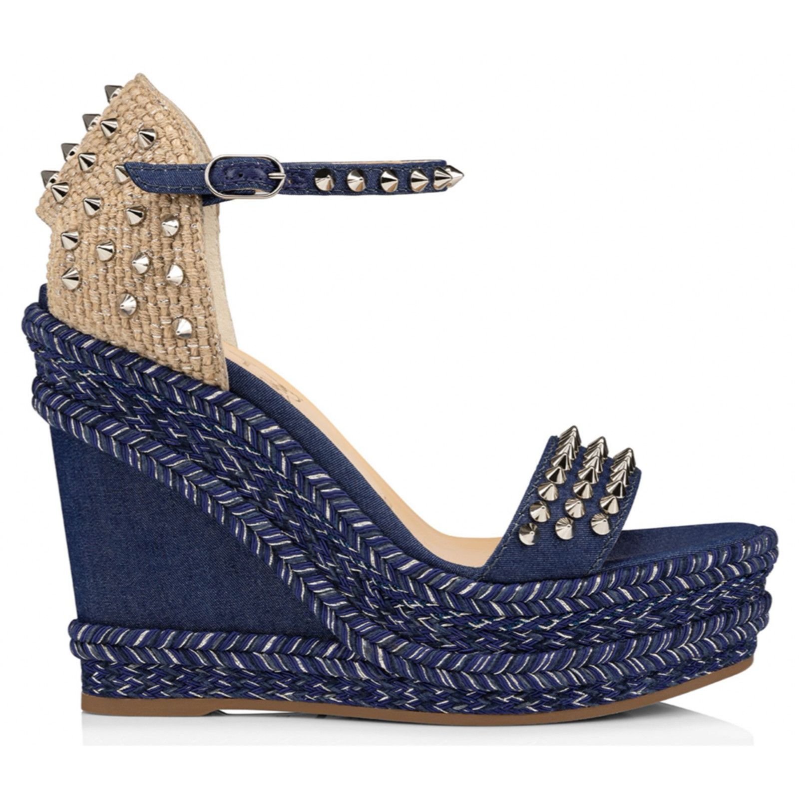 Christian Louboutin Madmonica 120 Blue Denim Platform Wedge Sandal Heel Pump 41 Size US 11 / IT 41 - 3 Thumbnail