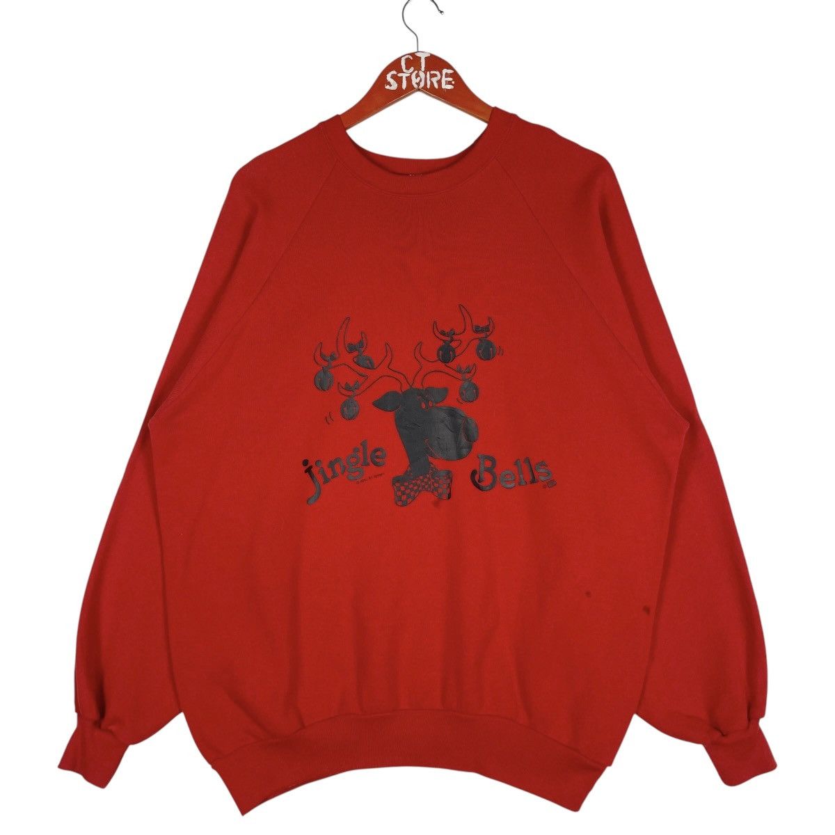 Vintage Vintage 80s Jingle Bells Christmas Crewneck Sweatshirt Red Size US L / EU 52-54 / 3 - 1 Thumbnail