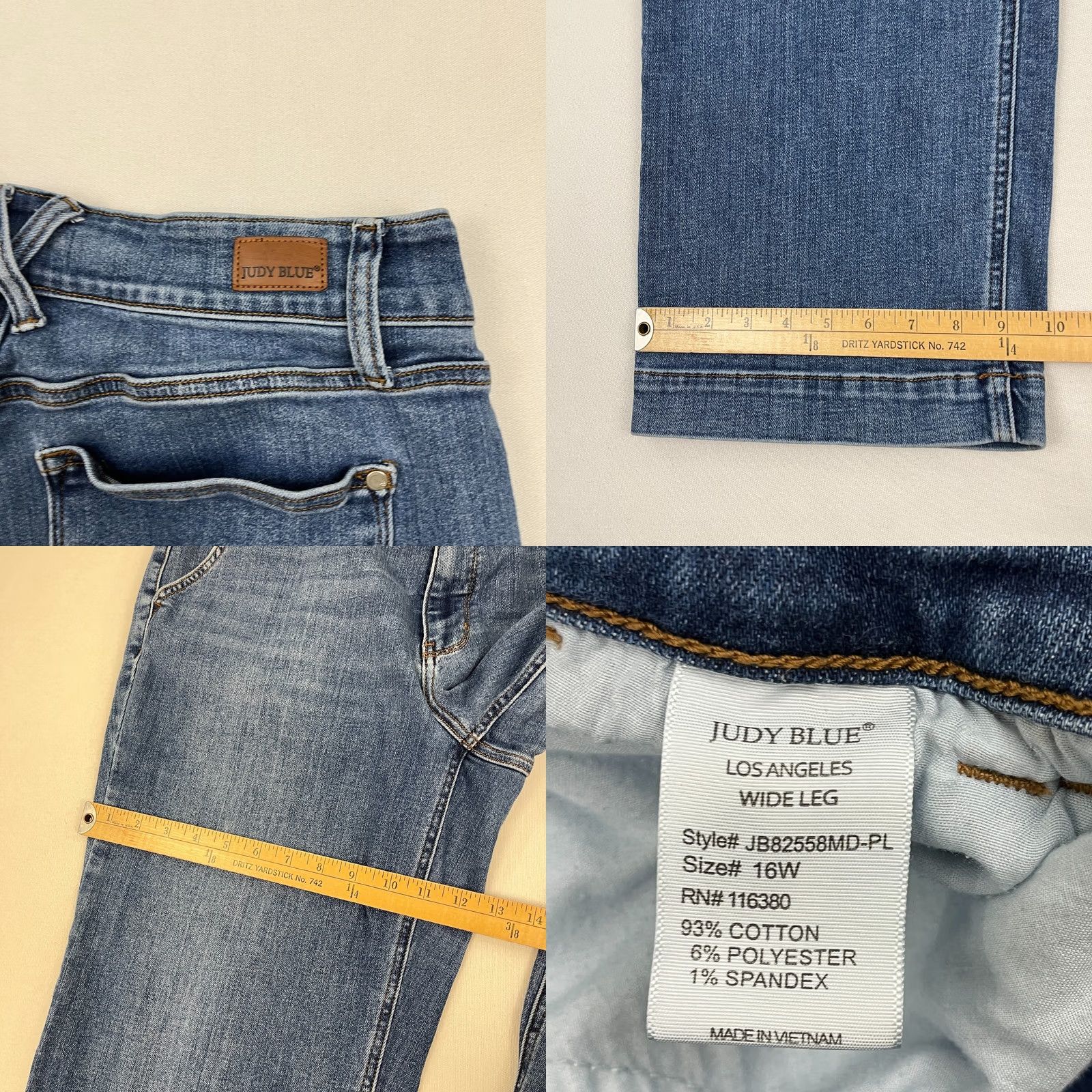 Vintage Judy Blue Jeans Size 16W W36 I31 Wide Leg Blue Denim Stretch High Waist Chic Women Jeans Everyday Wear 5-Pocket Size 38" / US 16 / IT 52 - 8 Thumbnail