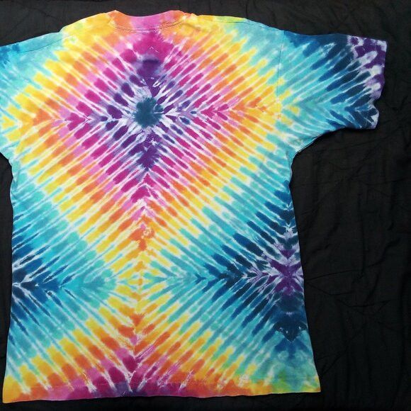 Fruit Of The Loom × Vintage Vintage 90s Diamond Rainbow Tie Dye T-Shirt Size US XL / EU 56 / 4 - 6 Thumbnail