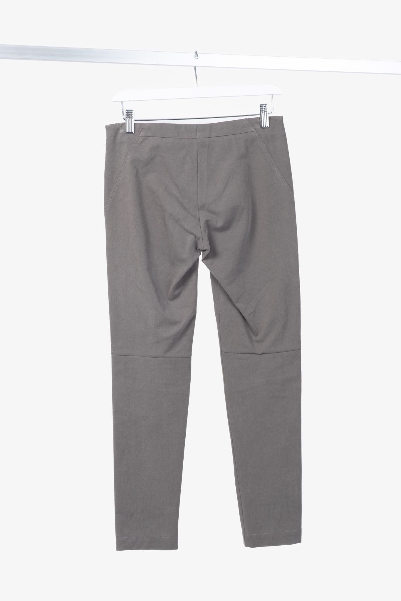 Brunello Cucinelli Brunello Cucinelli Taupe Grey Cotton-Twill Leggings Size 27" / US 4 / IT 40 - 2 Thumbnail
