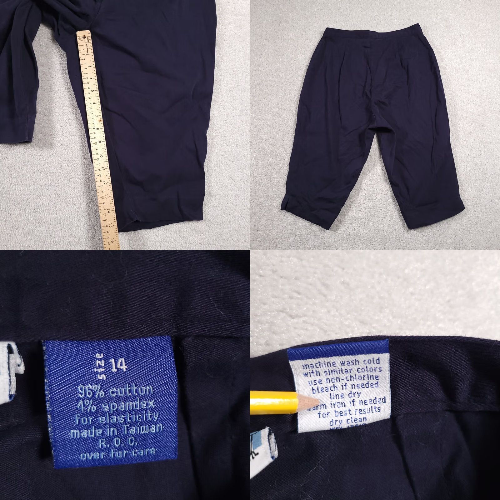 Vintage Venezia Cropped Capri Pants Women's 14 Navy Blue Capri Pants Tapered Khaki Fabric Cotton Spandex Popular Women’s Pants 14 Navy Blue Vesley? Size 36" / US 14 / IT 50 - 8 Thumbnail