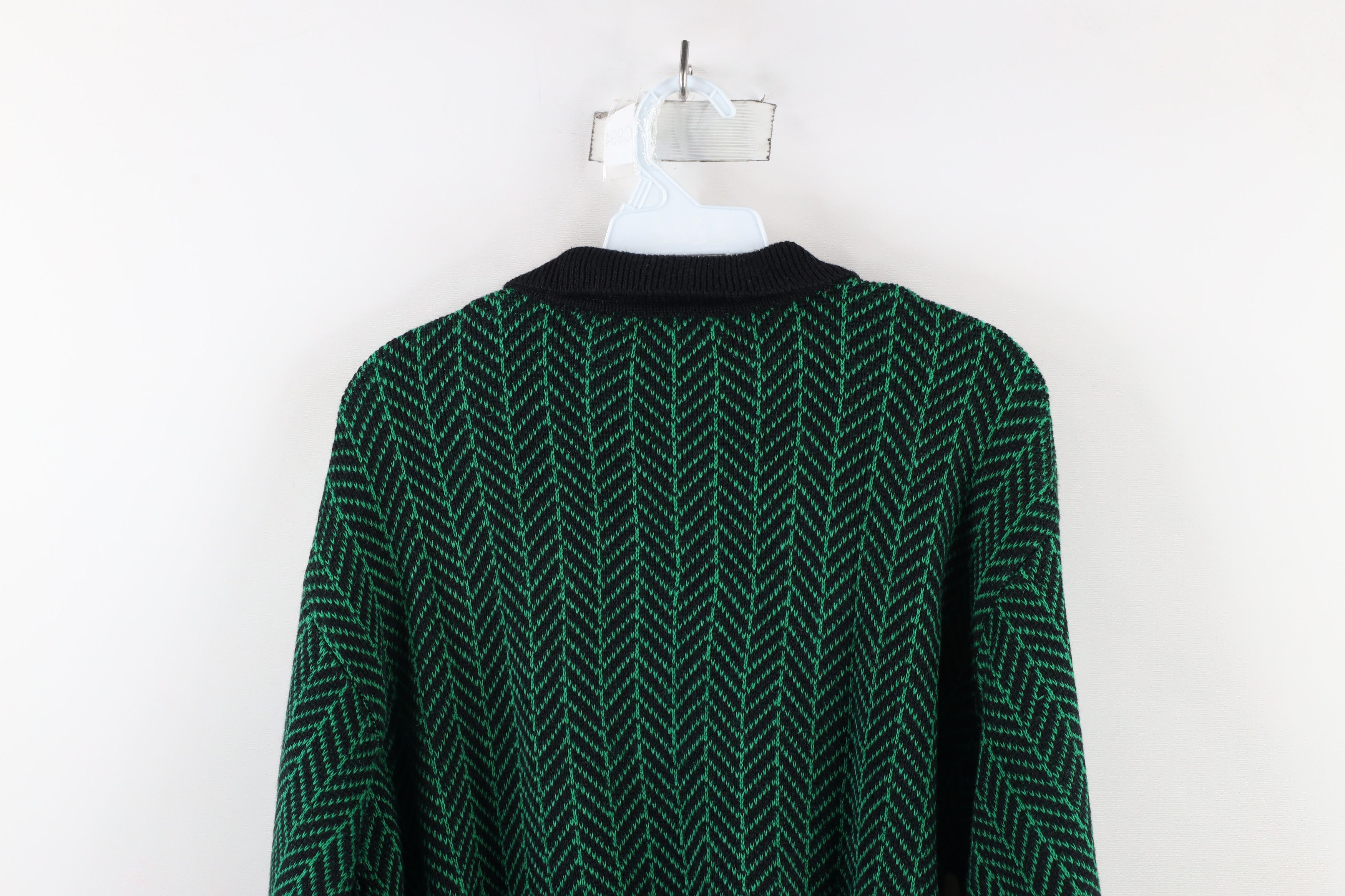 Vintage NOS Vtg 90s Streetwear Knit Herringbone Collared Sweater Size US M / EU 48-50 / 2 - 7 Thumbnail