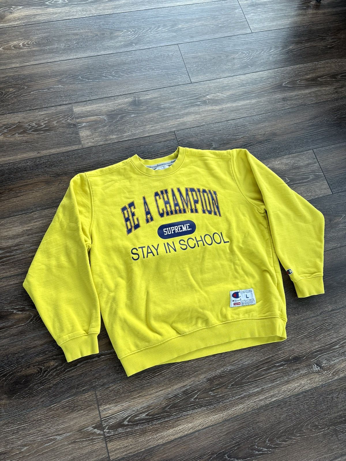 Champion Supreme Stay In School Crewneck | Grailed