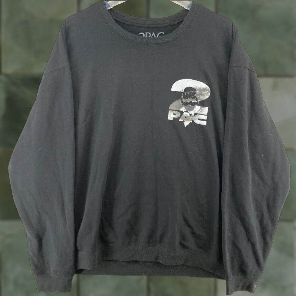 Vintage VINTAGE 2PAC Mens Sweatshirt 2XL Black 90s Cotton Blend Crew Neck Long Sleeve Easy Care Size US XXL / EU 58 / 5 - 1 Thumbnail
