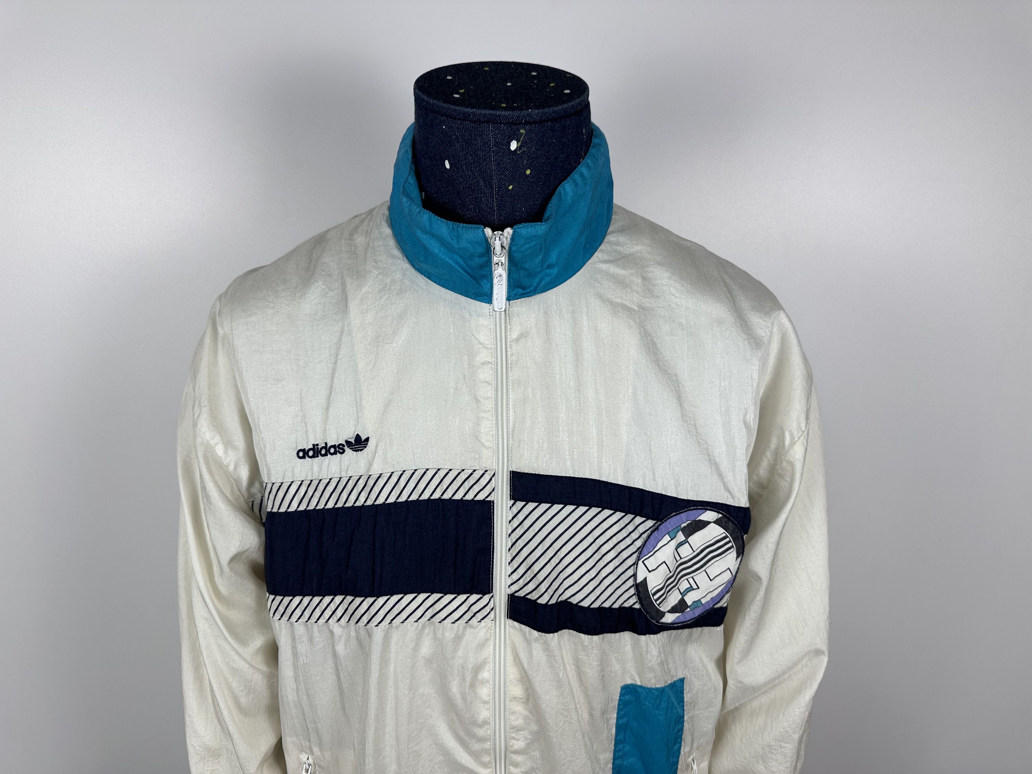 Adidas × Vintage Adidas Originals Vintage 90s White Nylon Track Top Jacket Size US M / EU 48-50 / 2 - 5 Thumbnail