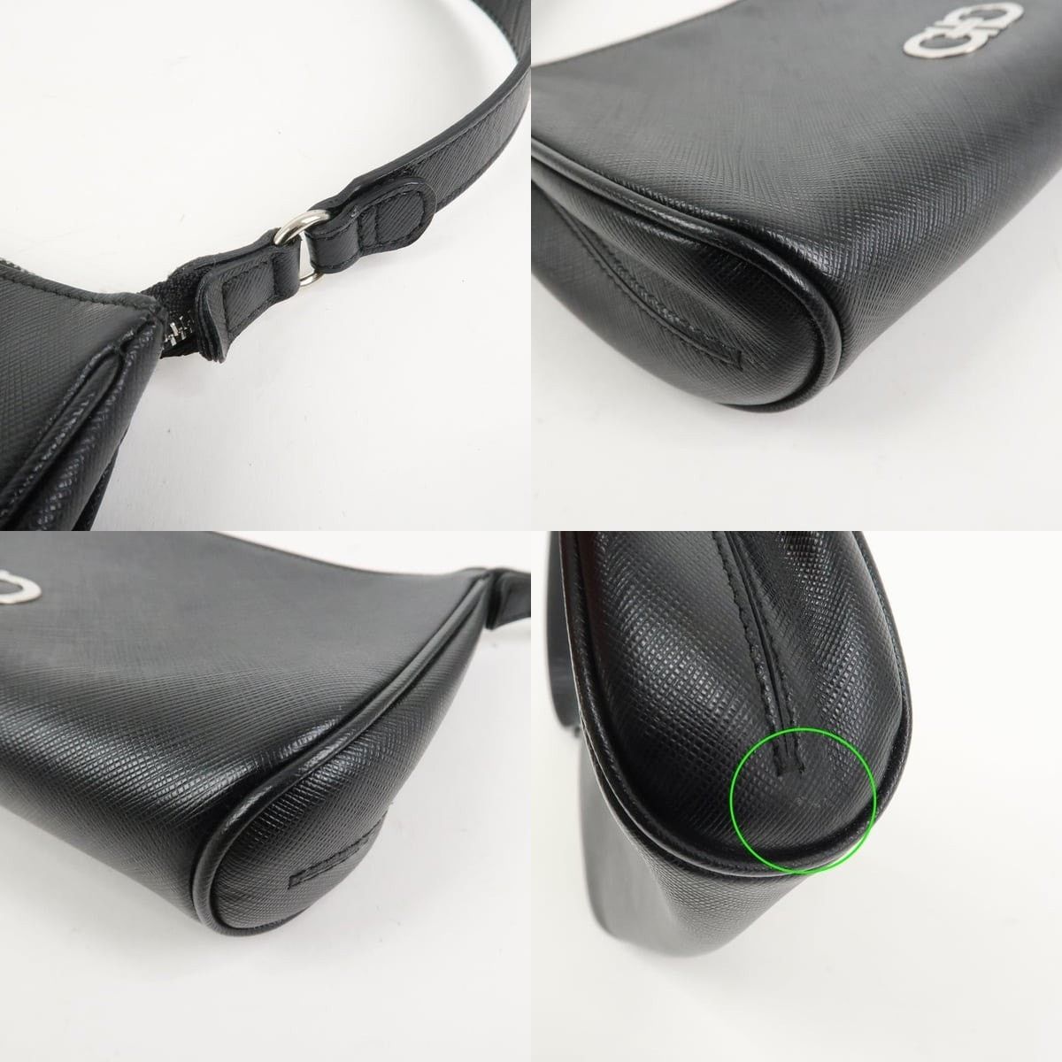 Salvatore Ferragamo Ferragamo Gancini Leather Shoulder Bag Black Size ONE SIZE - 5 Thumbnail
