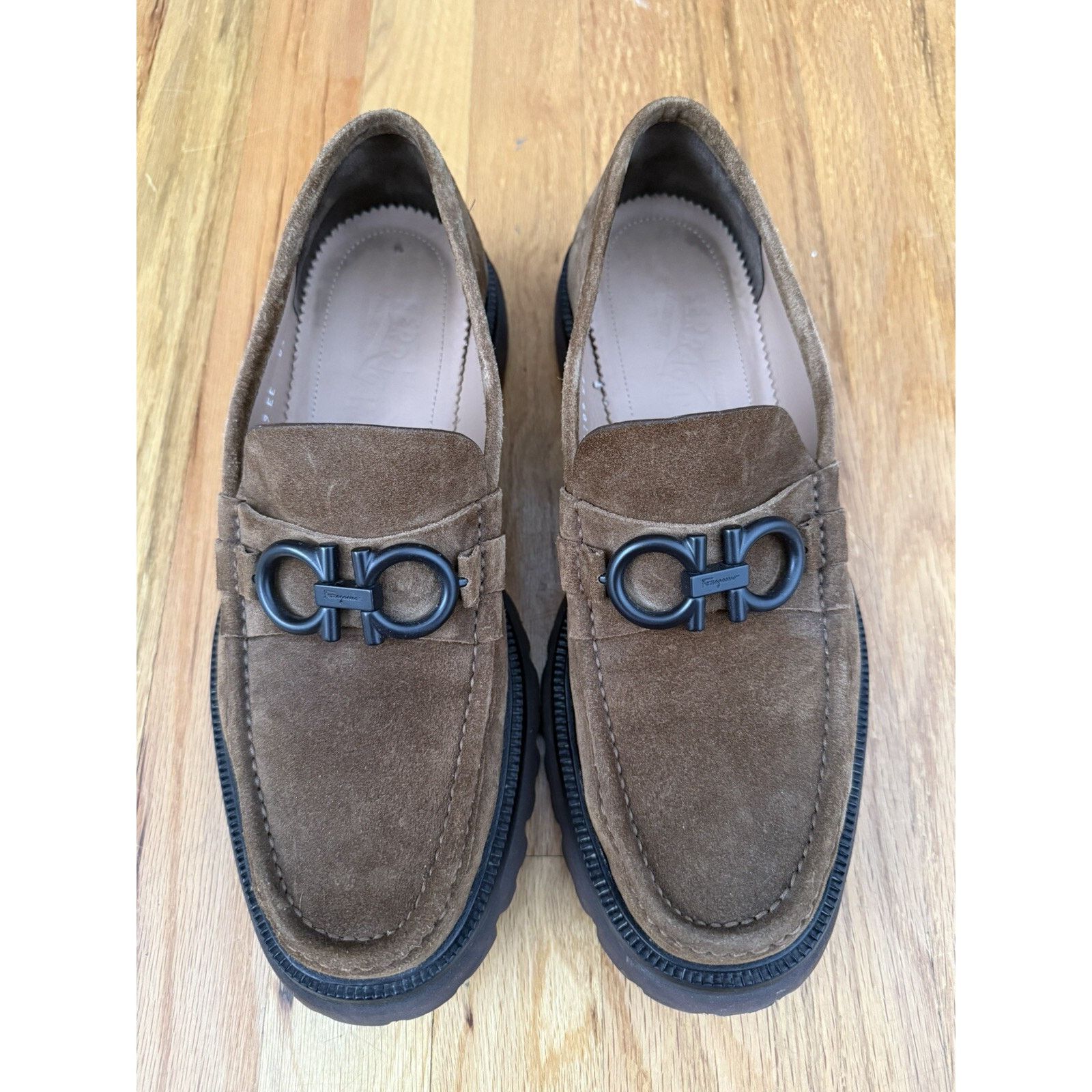 Salvatore Ferragamo Salvatore Ferragamo Gancini Brown Suede Moccasins Lug Sole Size US 9.5 / EU 42-43 - 2 Thumbnail