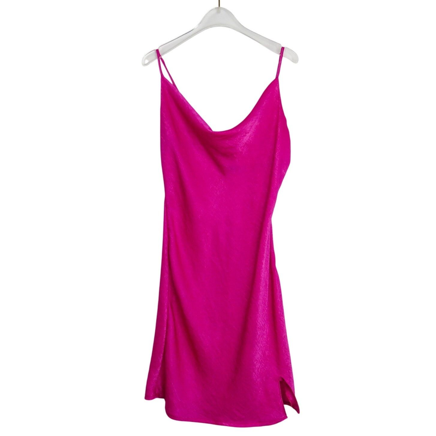 Vintage Y2k Early 2000s Pink Satin Drape Mini Dress Medium Slip Size M / US 6-8 / IT 42-44 - 2 Thumbnail