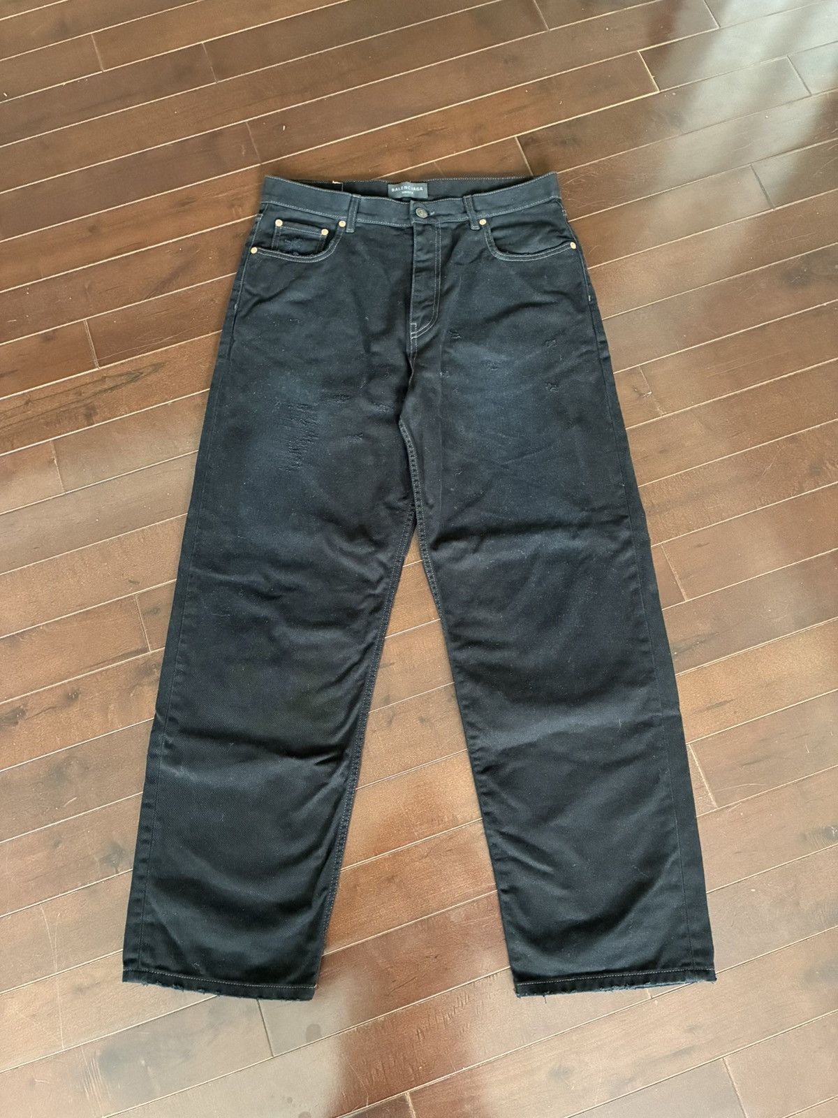 Balenciaga Distressed Baggy Black Denim Jeans