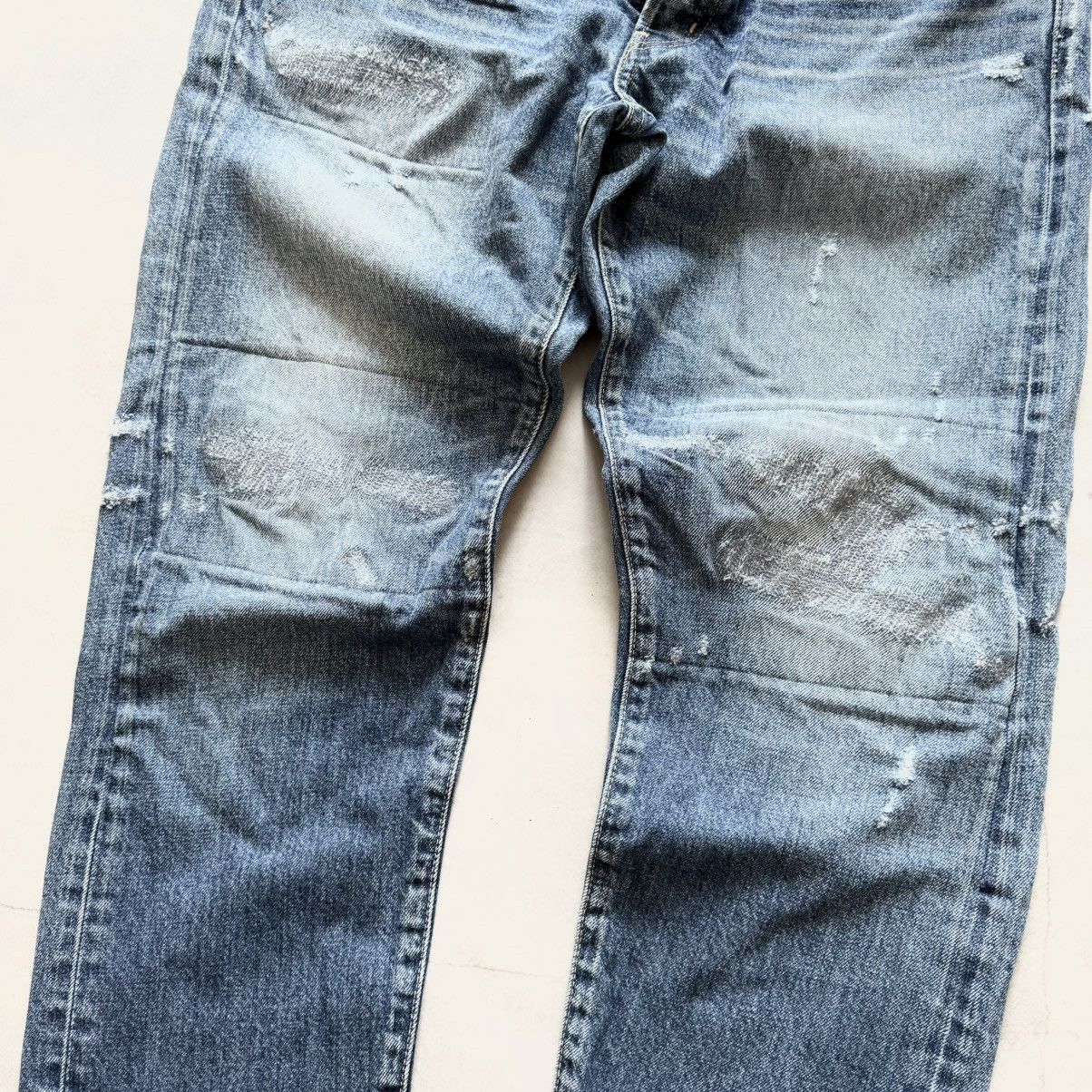 Samurai Jeans Archive Japan Moussy Distressed Trashed Blue Jeans Y2K Size US 31 - 4 Thumbnail