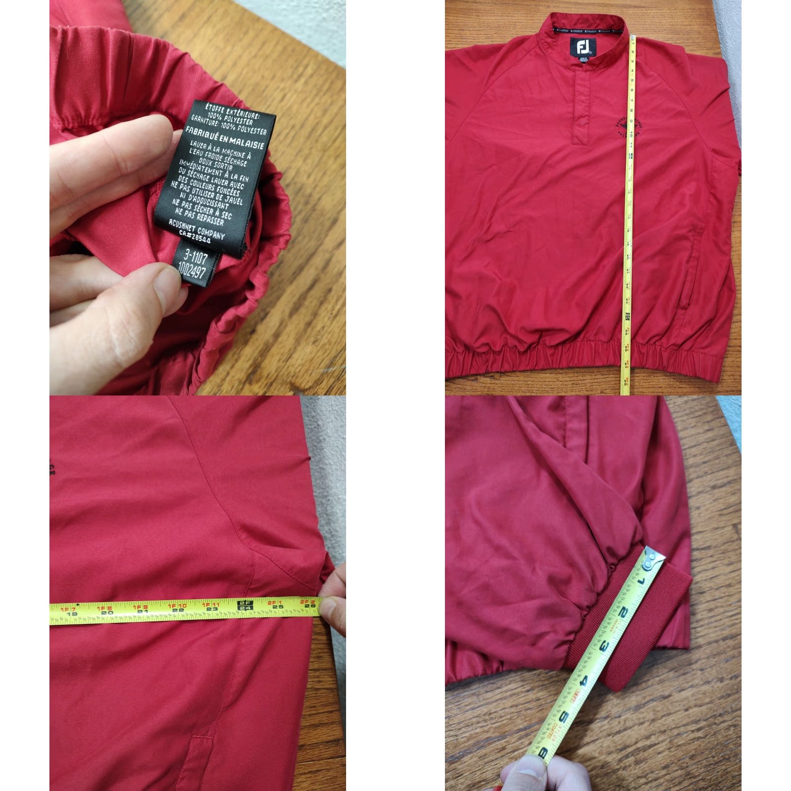 Footjoy VINTAGE Footjoy Windbreaker Mens Pullover Jacket 1/4 Zip Red Striped Logo 52 Chest Regular Large L Mens Sports Outdoor Golf Running & Jogging Size US L / EU 52-54 / 3 - 8 Thumbnail