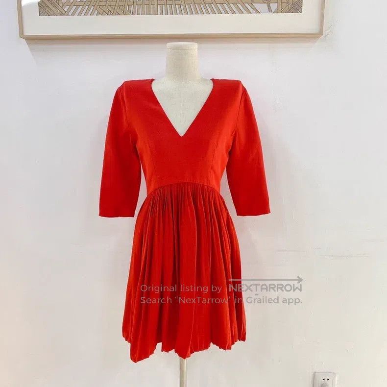 Dior Dior Red v-neck dress Size XS / US 0-2 / IT 36-38 - 1 Thumbnail
