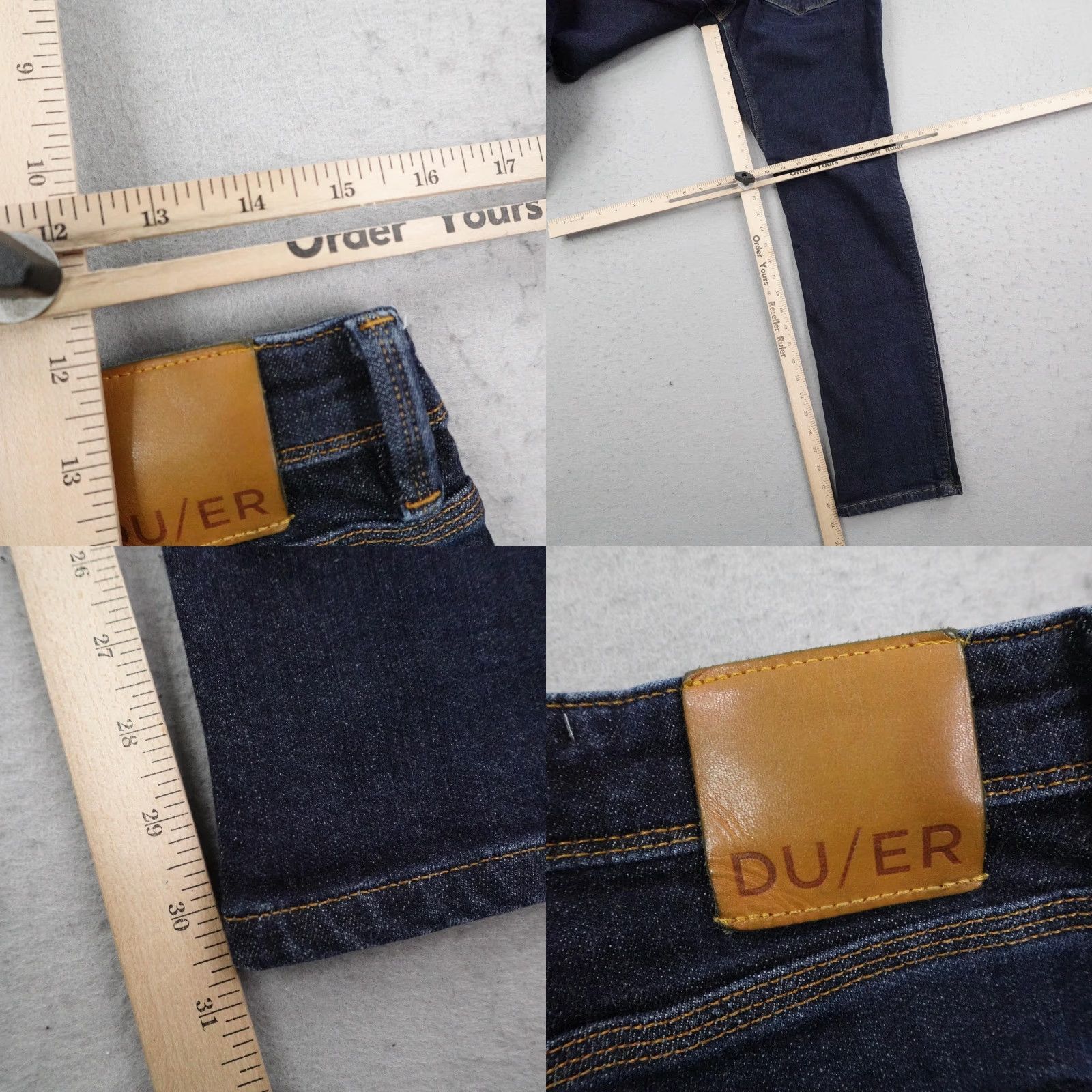 DUER DUER Jeans Mens 34x30 Blue Denim Slim Straight Stretch Dark Wash 5 Pocket Pants Size US 34 / EU 50 - 8 Thumbnail