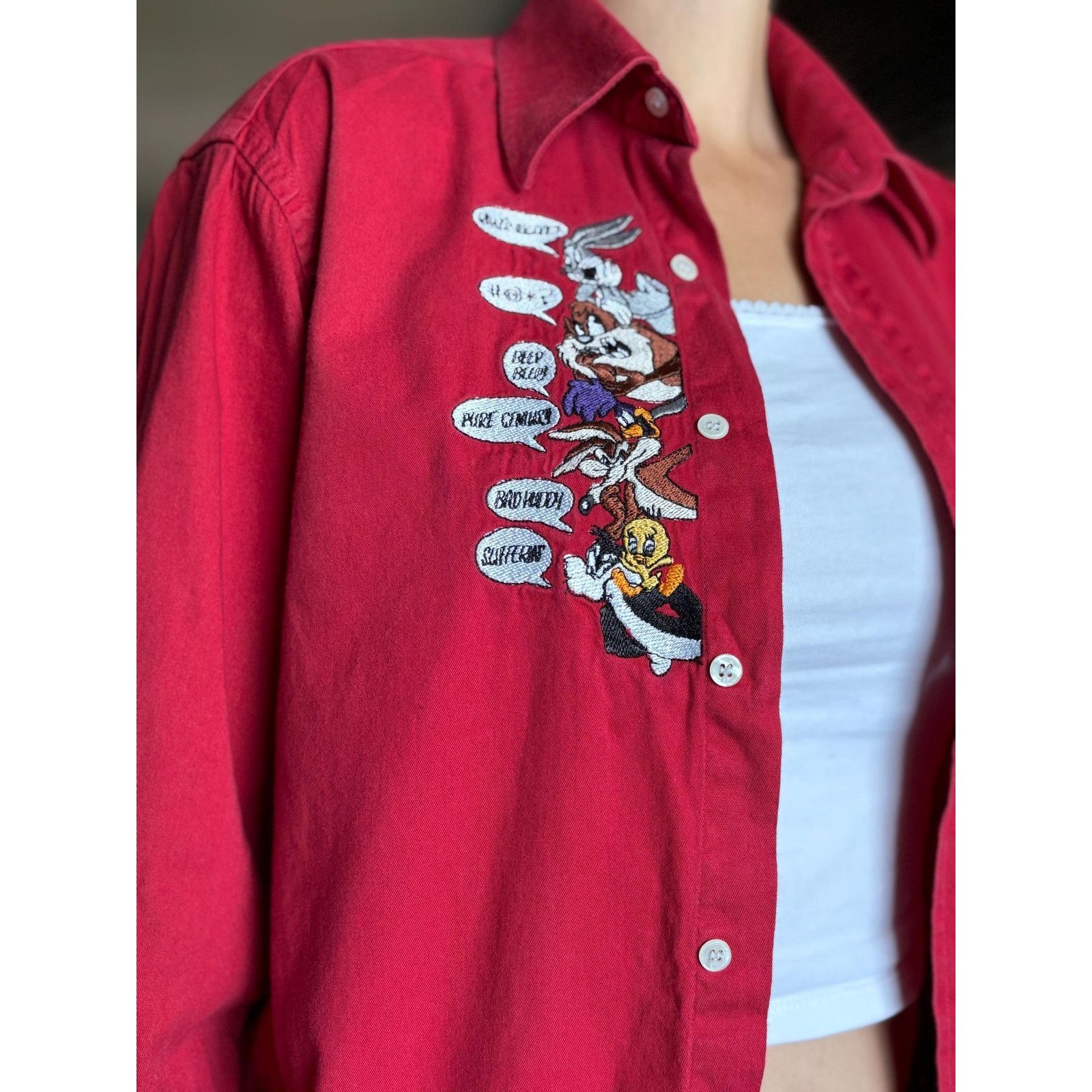 Warner Bros Warner Bros Looney Tunes Red Shirt Studio Store Embroidered Size US S / EU 44-46 / 1 - 1 Thumbnail