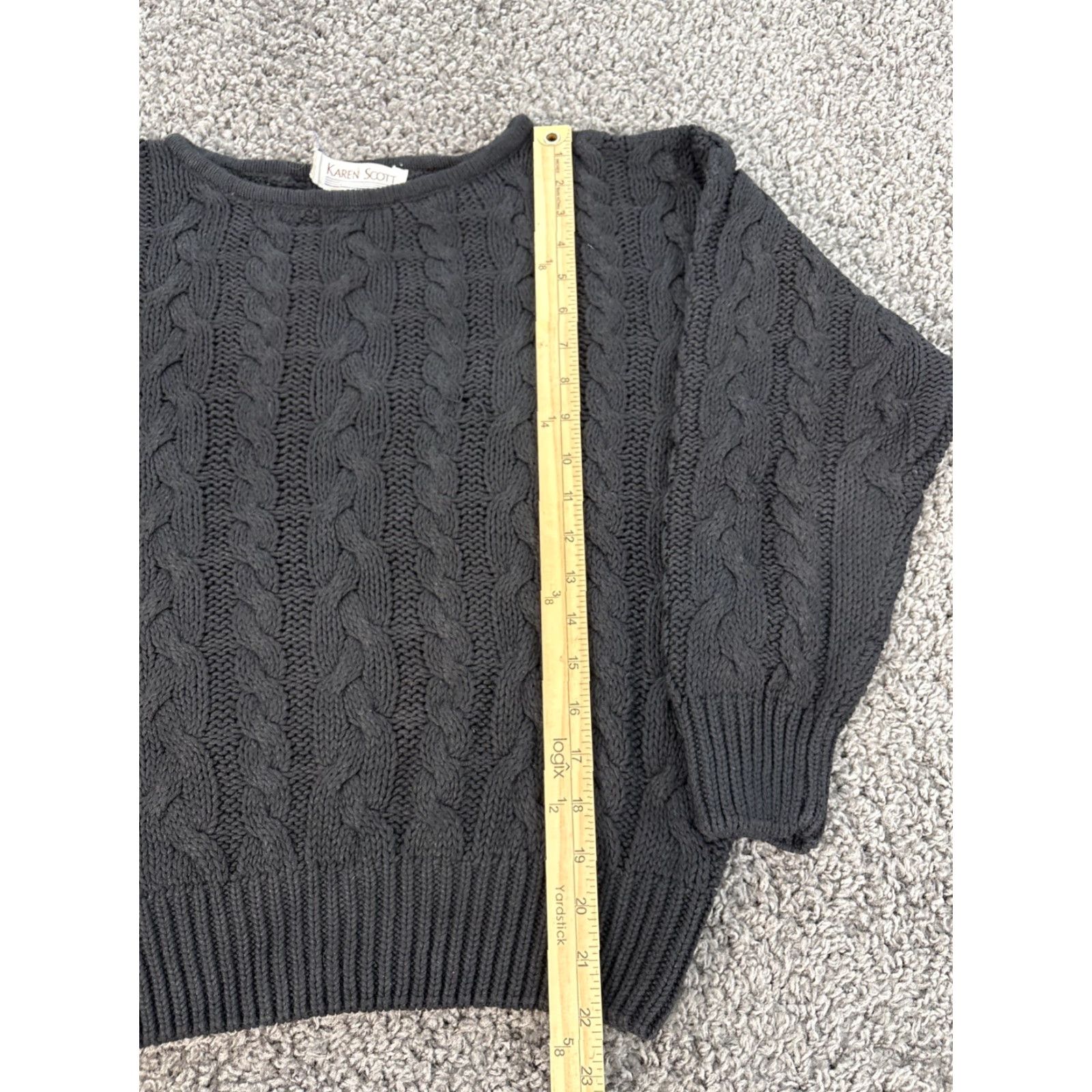 Vintage VINTAGE Karen Scott Sweater Womens L Cable-Knit Cotton Fisherman Crew Neck Black 90s Mens Women Boys Girls Size L / US 10 / IT 46 - 2 Thumbnail