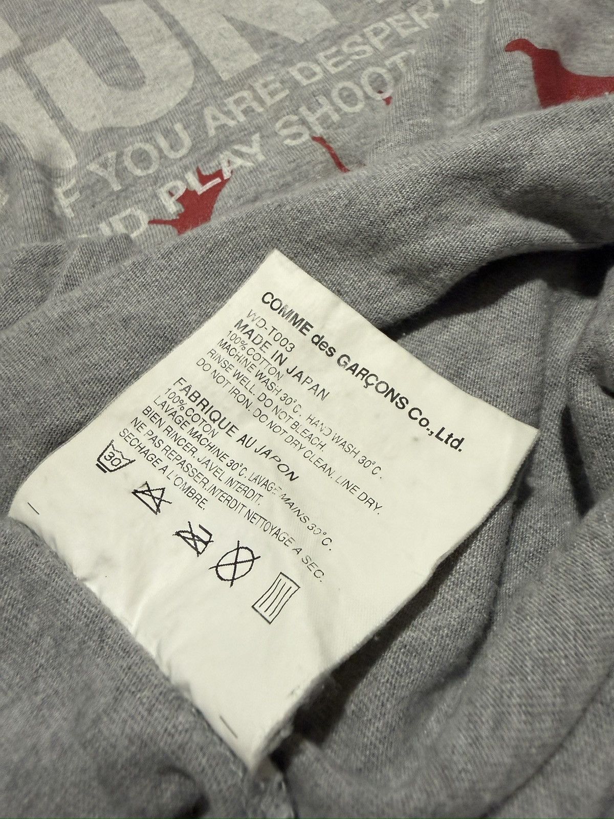 Junya Watanabe Junya Watanabe Comme des Garçons MAN “No Hunting” Tee Size US S / EU 44-46 / 1 - 5 Thumbnail