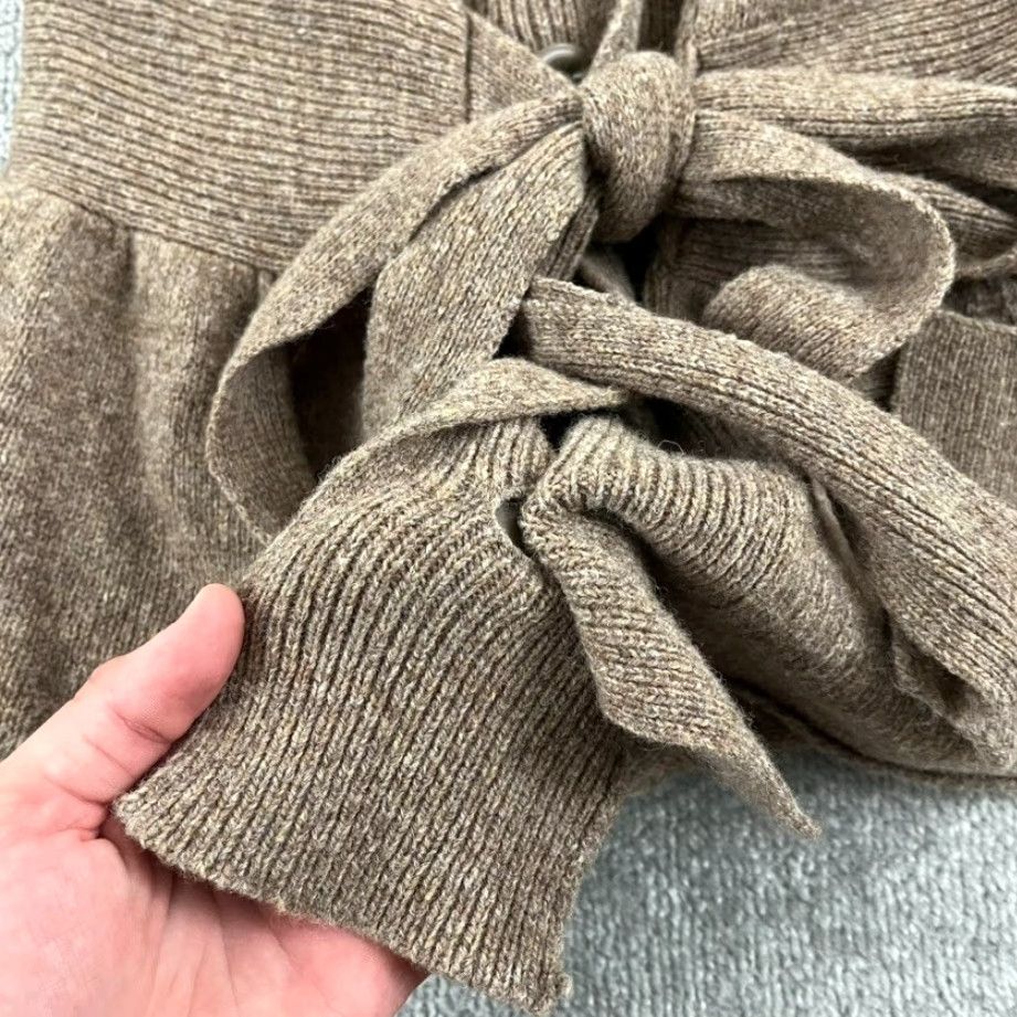 Anthropologie CHARLIE & ROBIN Sweater Womens Medium Brown Wool Ruffle Tie Front Anthropologie Size M / US 6-8 / IT 42-44 - 7 Thumbnail