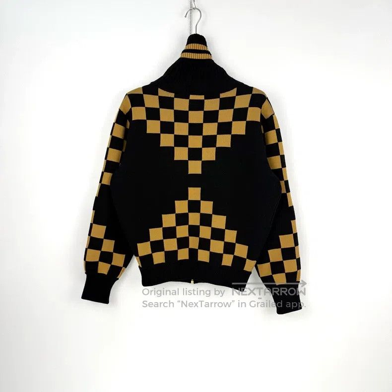 Louis Vuitton Louis Vuitton Black and Brown Checkerboard Wool Zip Cardig Size US S / EU 44-46 / 1 - 4 Thumbnail