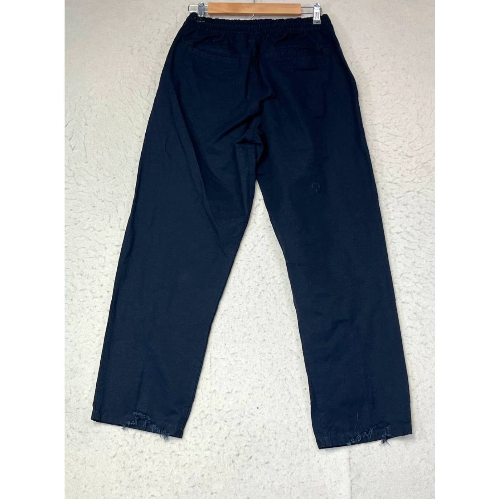Adidas Adidas Joggers Men's Black Canvas Elastic Waist Drawstring Size Medium Distressed Size ONE SIZE - 2 Thumbnail