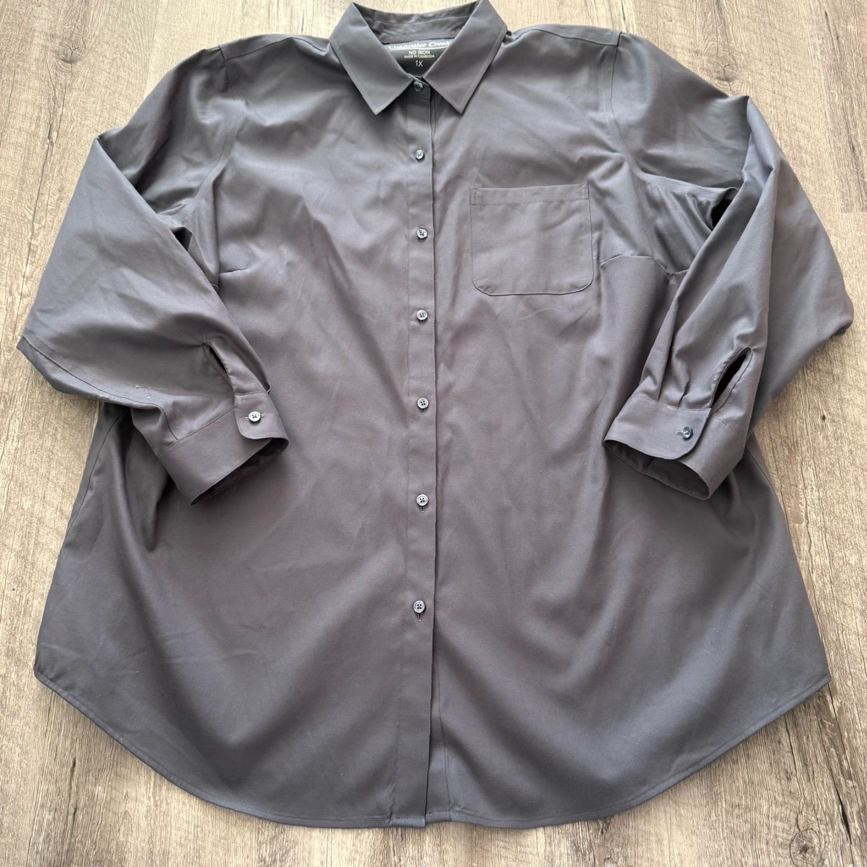 Coldwater Creek Coldwater Creek Top Womens Button-Up Shirt 1X Gray No Iron 3/4 Sleeve Classic Size XL / US 12-14 / IT 48-50 - 6 Thumbnail