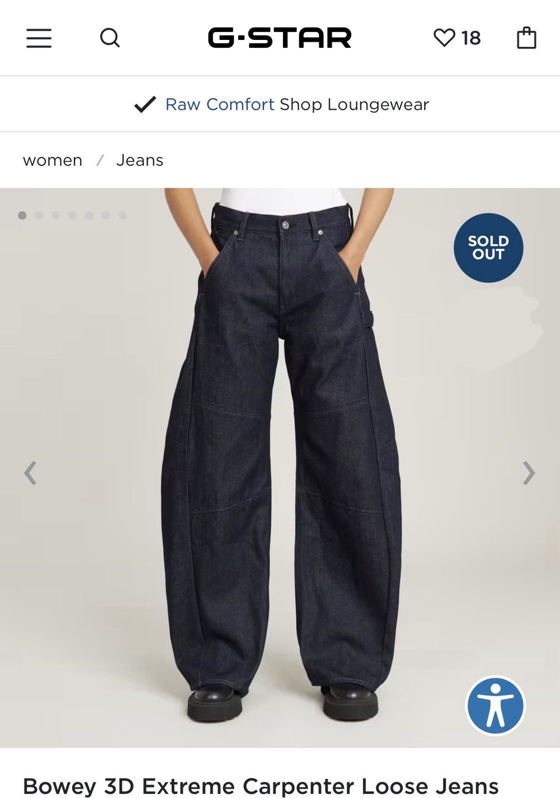 G-Star Bowey 3D Extreme Carpenter Loose Jeans Size US 30 / EU 46 - 1 Thumbnail